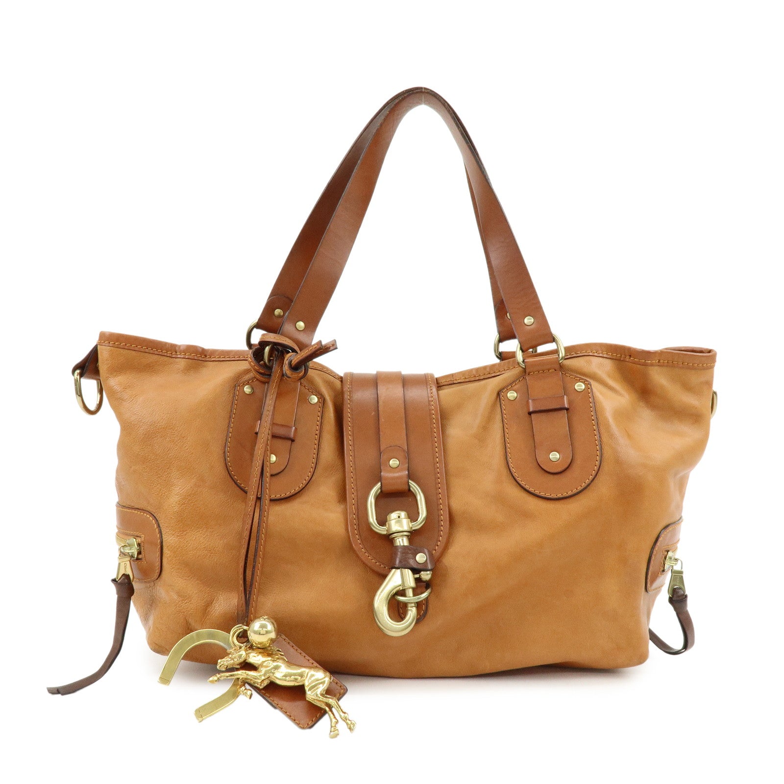 Chloe Kerala Leather Shoulder Bag Hand Bag Horse Charm Brown