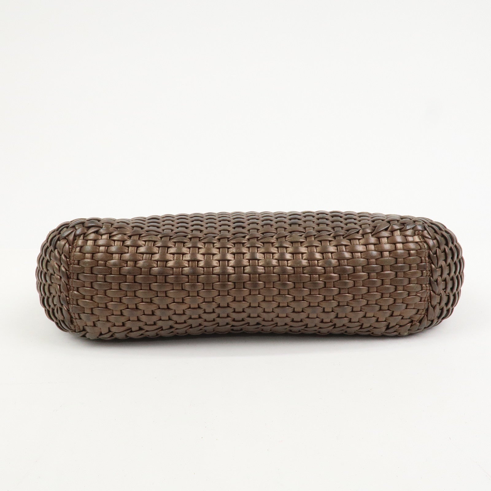 Ferragamo Gancini Logo Leather Tote Bag Shoulder Bag Brown