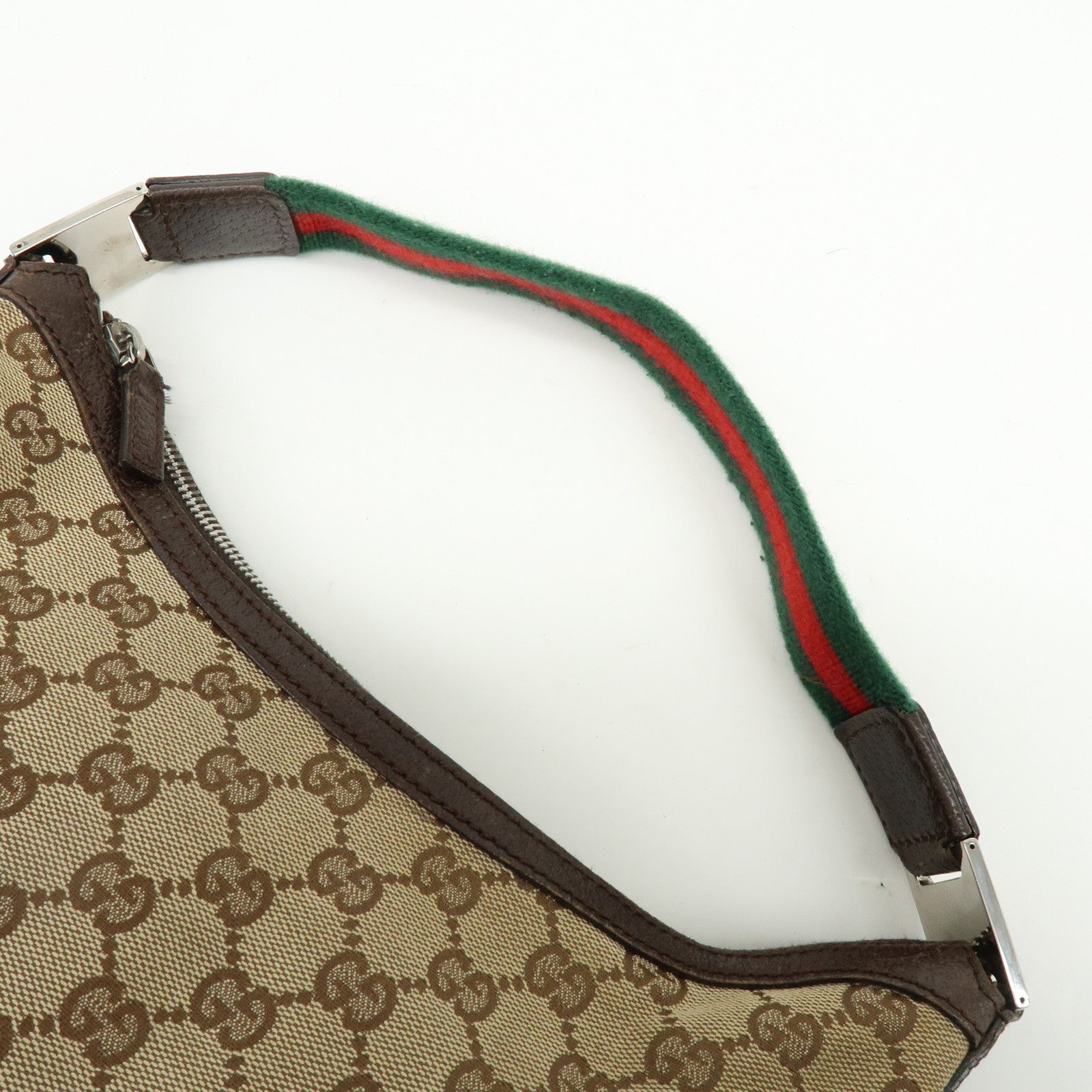 GUCCI Sherry Line GG Canvas Leather Hand Bag Beige Brown 145812