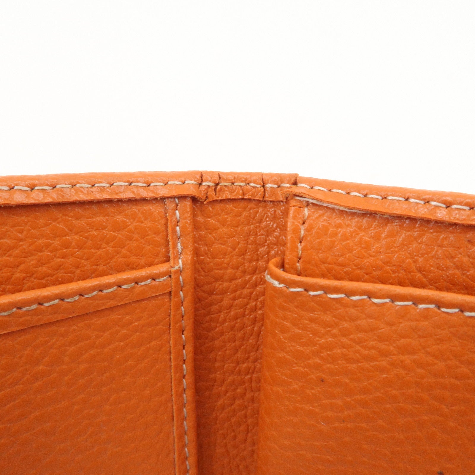 Chloe Leather Tri-fold Compact Wallet Studs Orange