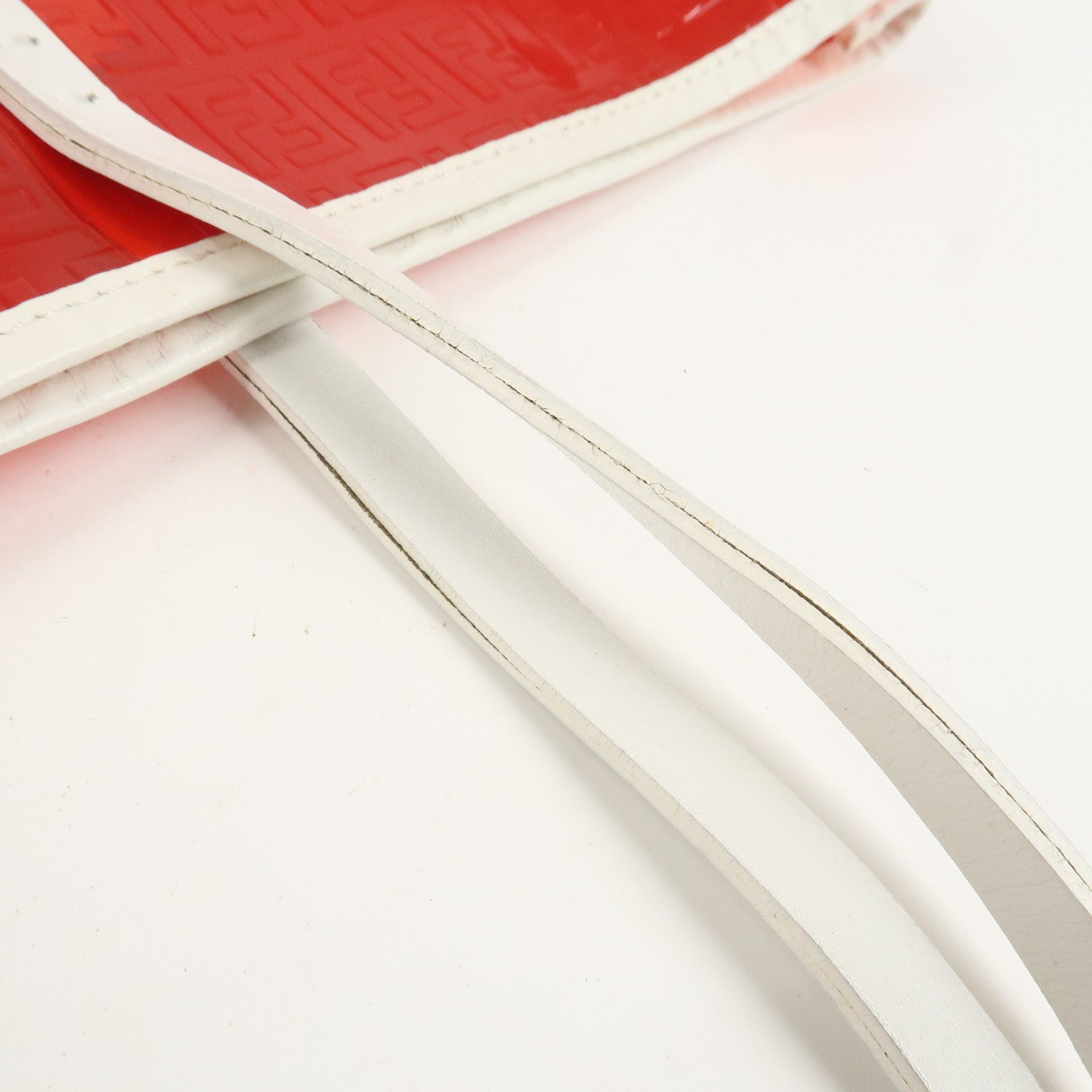 FENDI Zucchino Plastic Leather Tote Bag Shoulder Bag Orange 8BH005