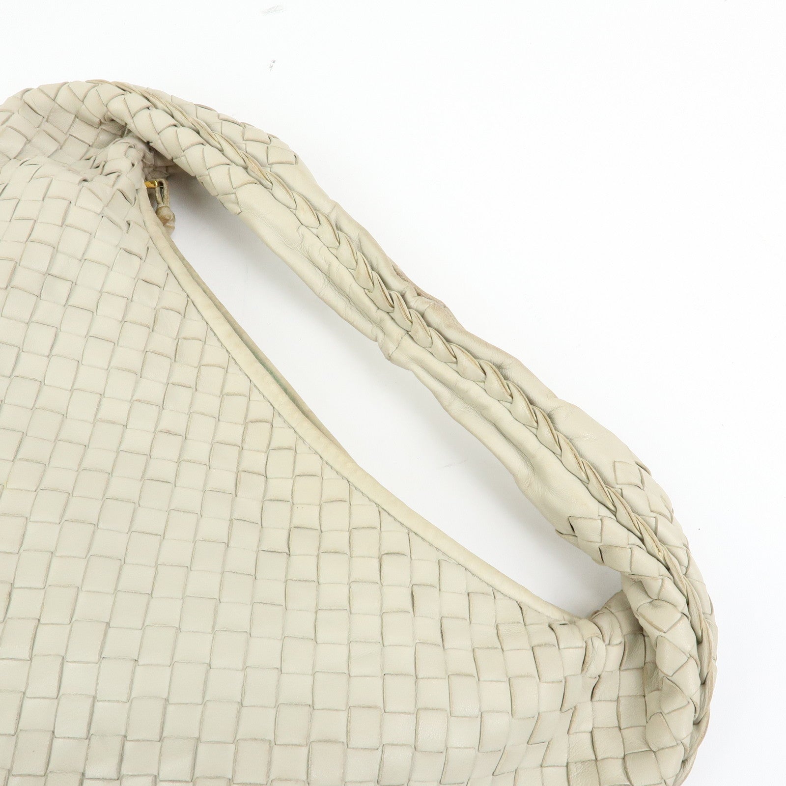 BOTTEGA VENETA Intrecciato Leather Shoulder Bag Hand Bag Ivory