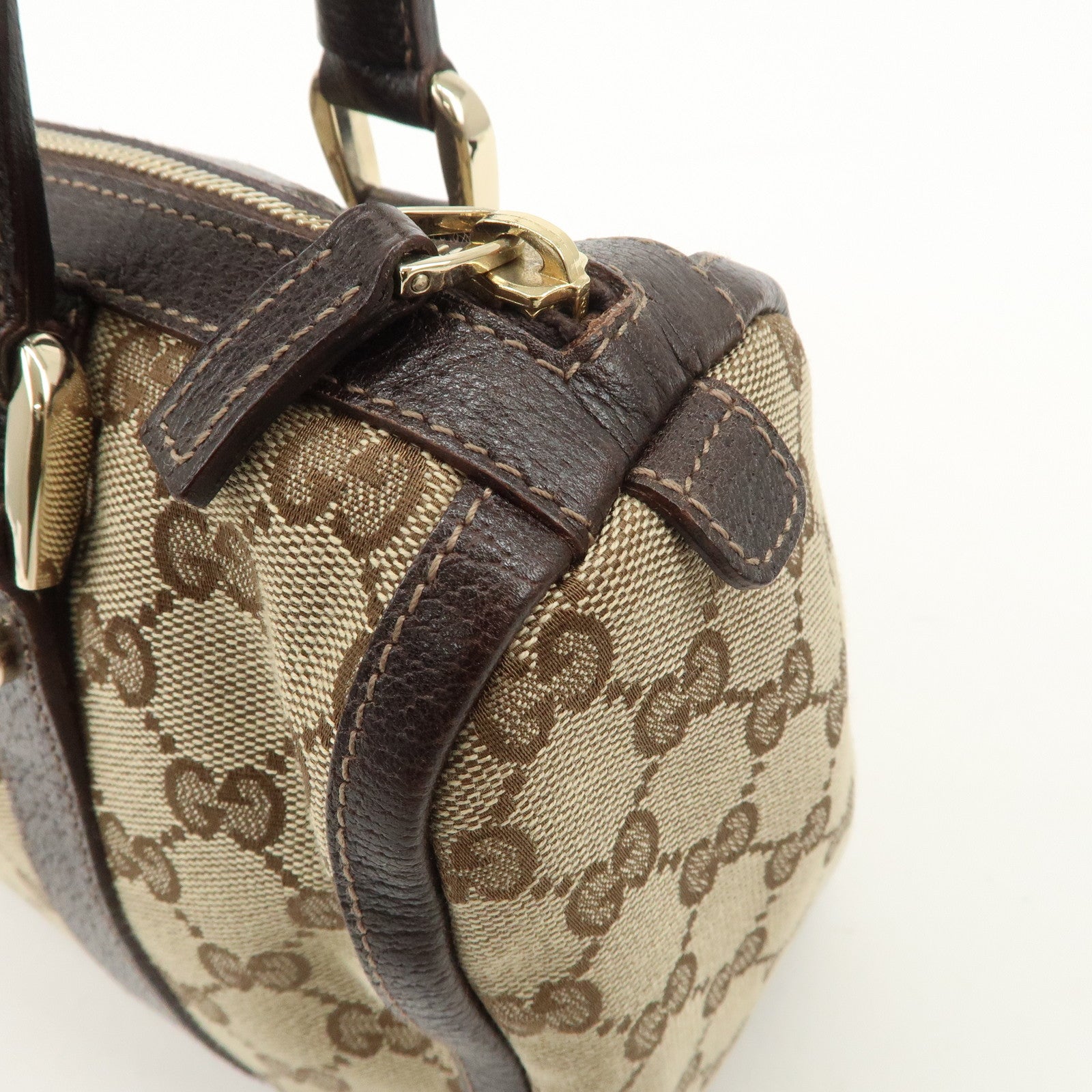 GUCCI Abbey GG Canvas Leather Mini Boston Bag Beige Brown 130942 Used