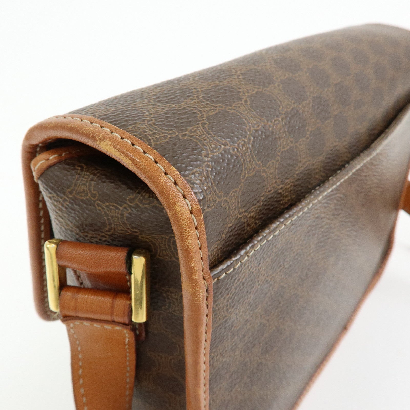 CELINE Trio PVC Leather Shoulder Bag Crossbody Bag Brown