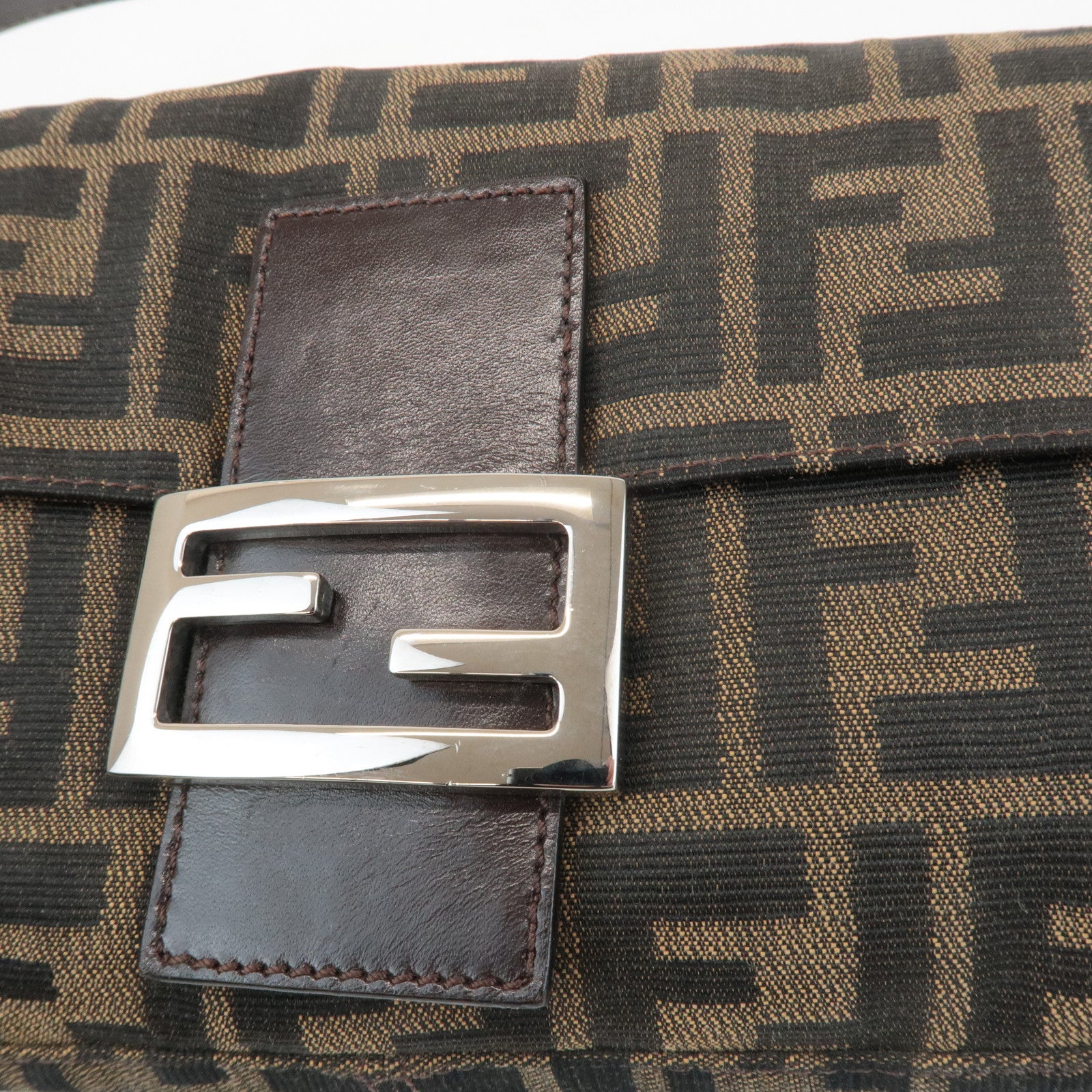 FENDI Zucca Mamma Baguette Canvas Shoulder Bag 26424 Brown Black Used