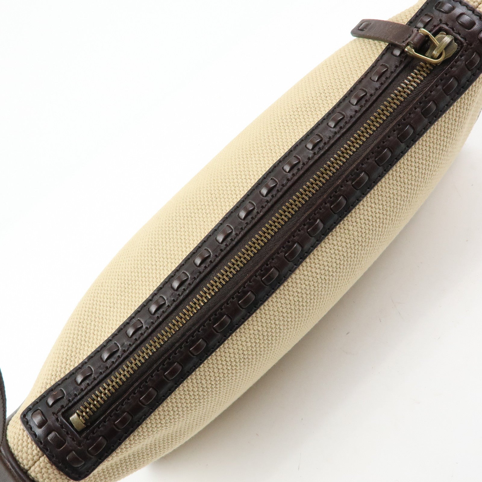 GUCCI Canvas Leather Shoulder Bag Hand Bag Beige Brown 106383