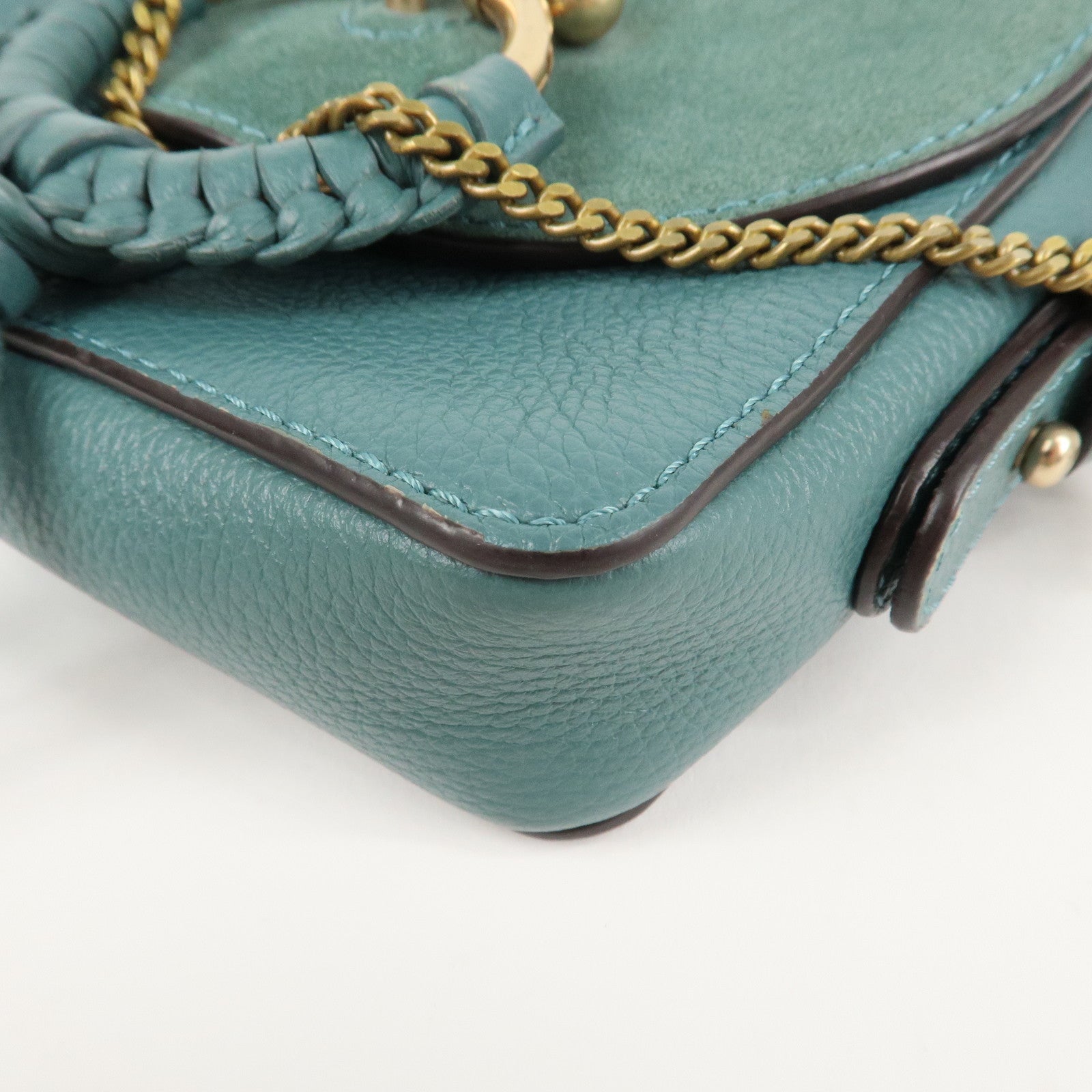 Chloe See By Chloe Joan Leather Suede Shoulder Bag Turquoise Blue Used