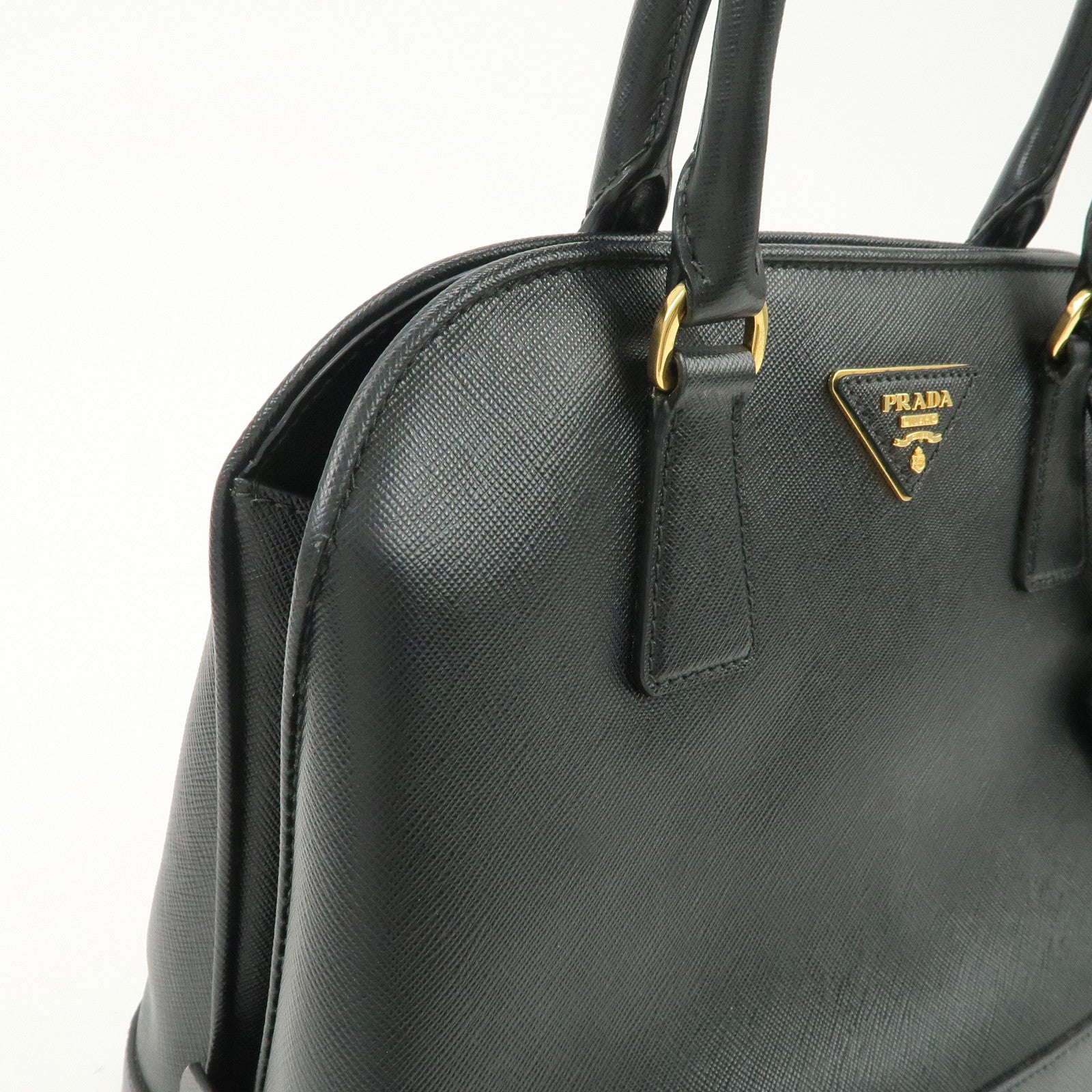 PRADA Saffiano Leather Triangle Logo 2WAY Bag Hand Bag Black BN2567
