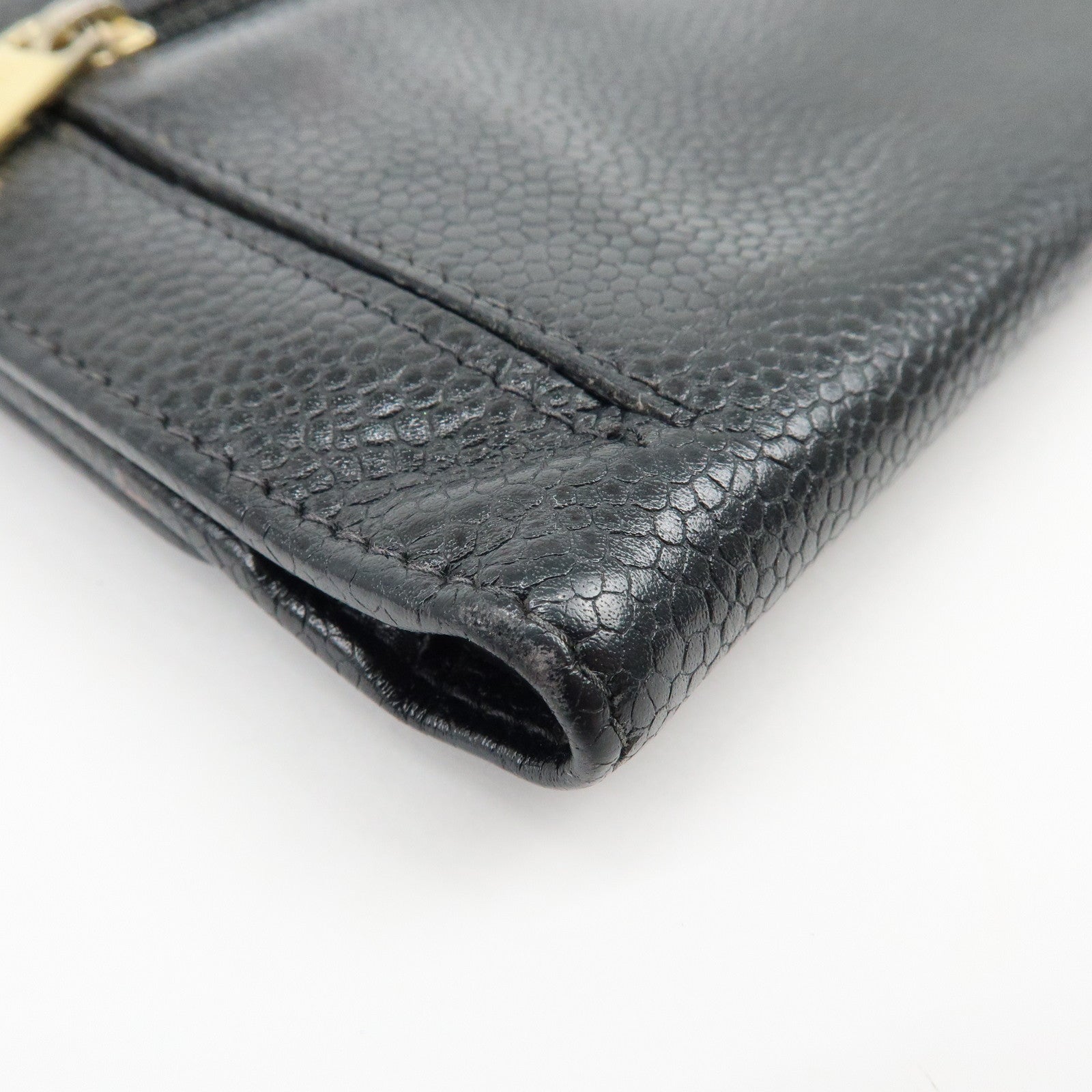 CHANEL COCO Mark Caviarskin Compact Flap Wallet Black