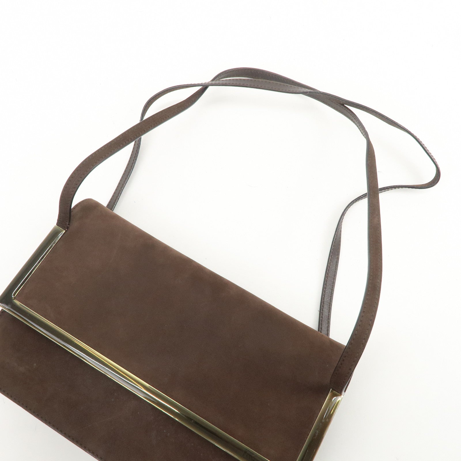 Ferragamo Leather Shoulder Bag Hand Bag Brown