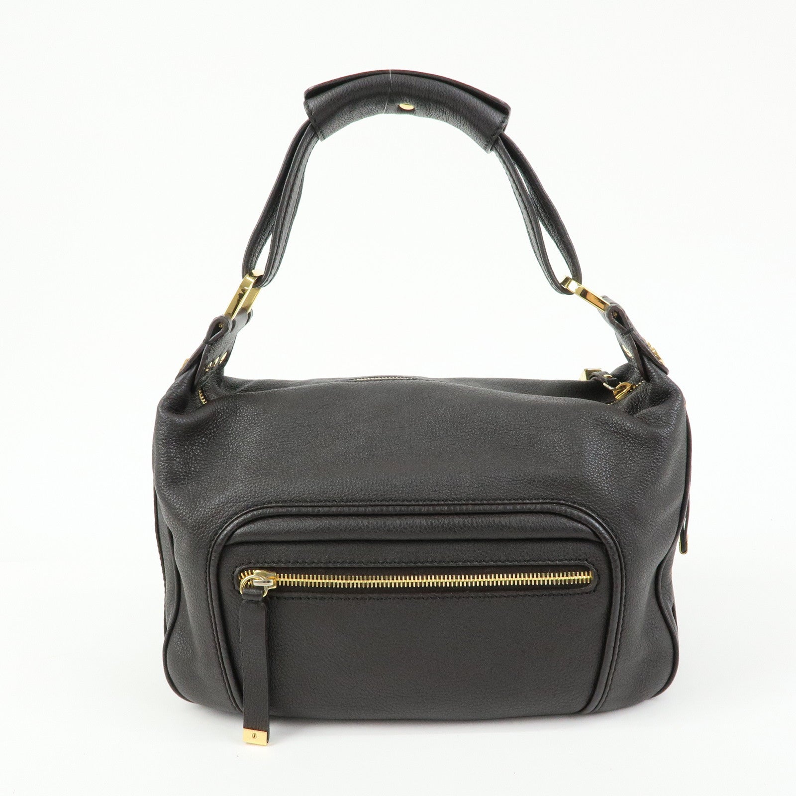 TOD'S Leather Shoulder Bag Hand Bag Dark Brown