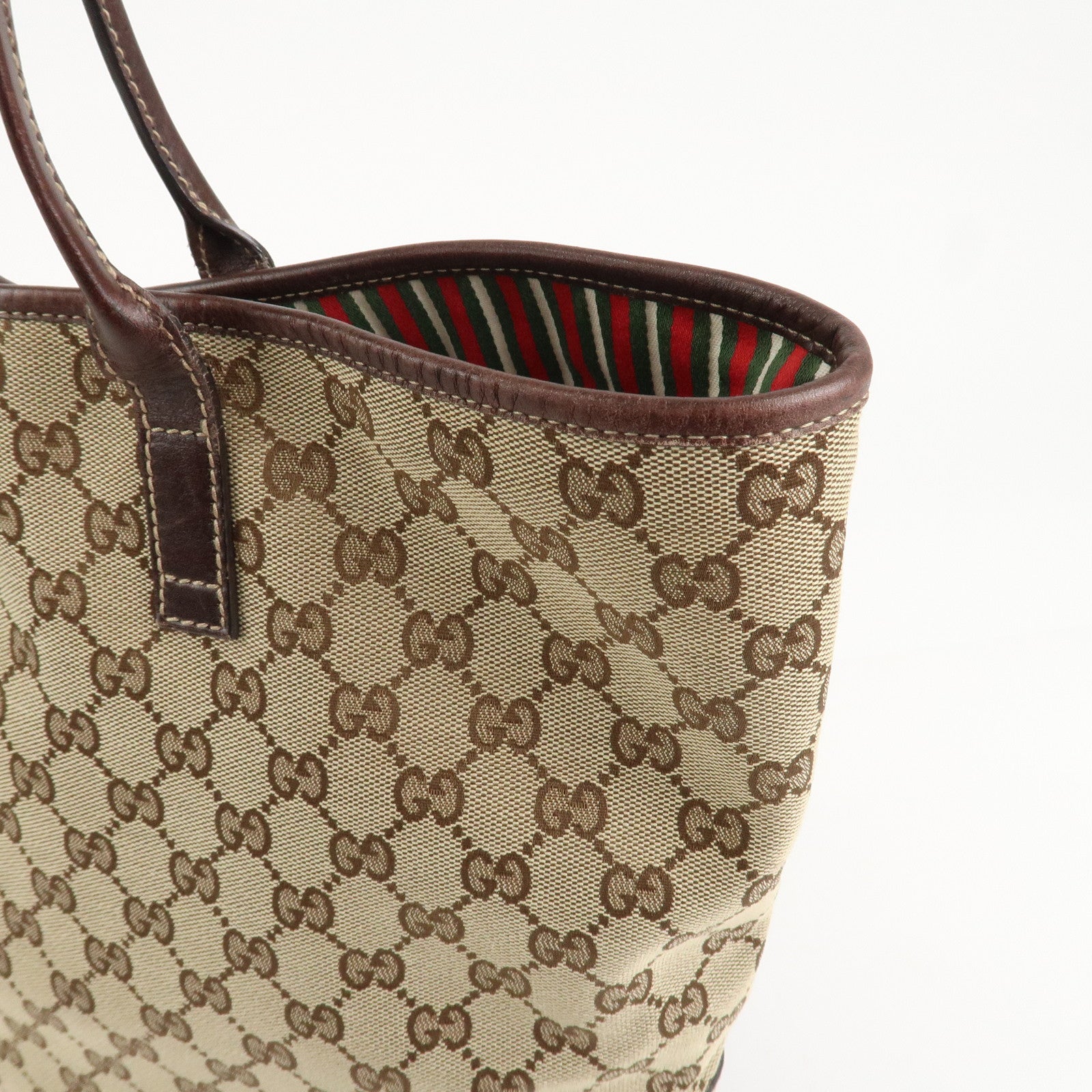 GUCCI Abbey Interlocking G GG Canvas Leather Tote Bag Brown 169945 Used