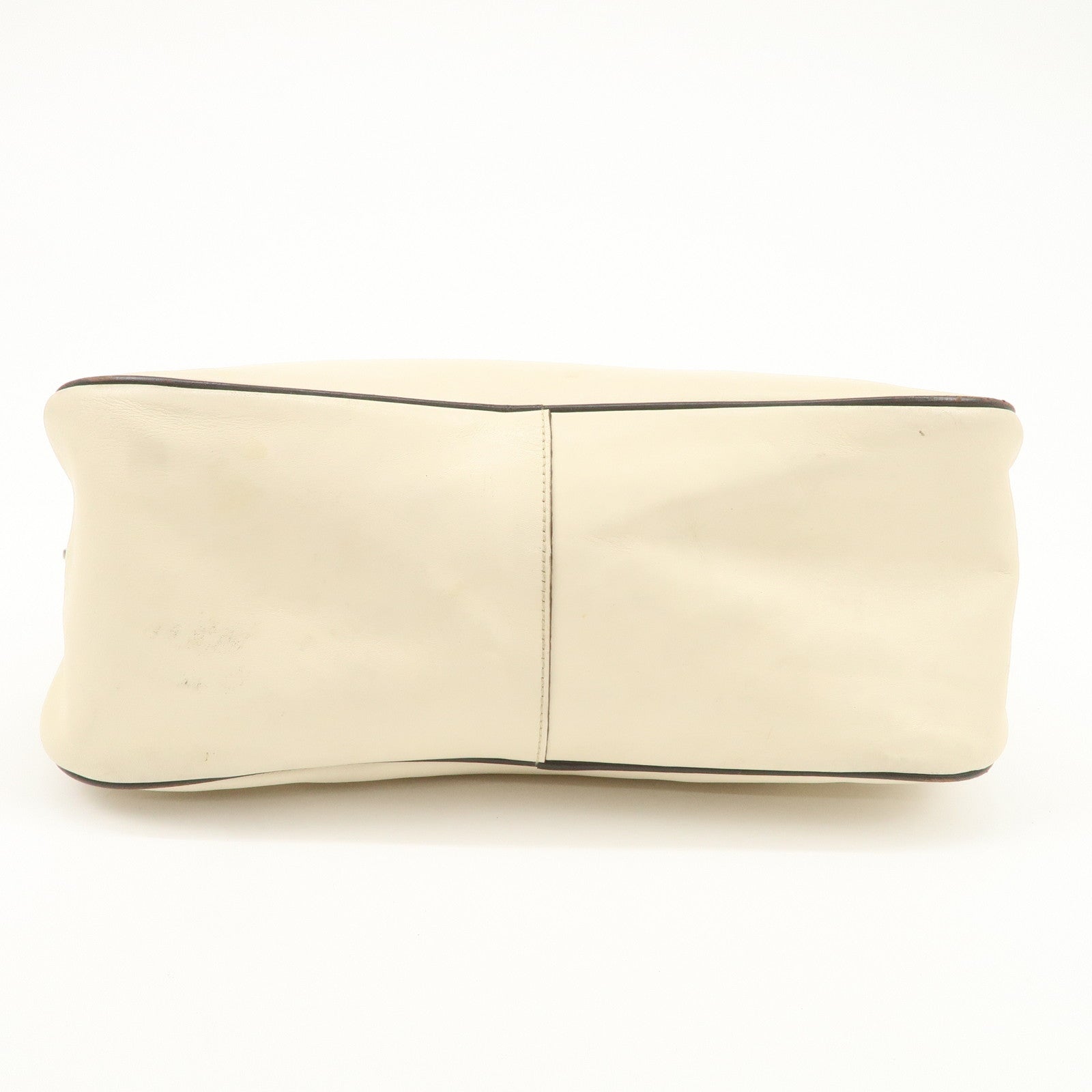PRADA Leather Bowling Bag Boston Bag Shoulder Bag Ivory BL0049 Used