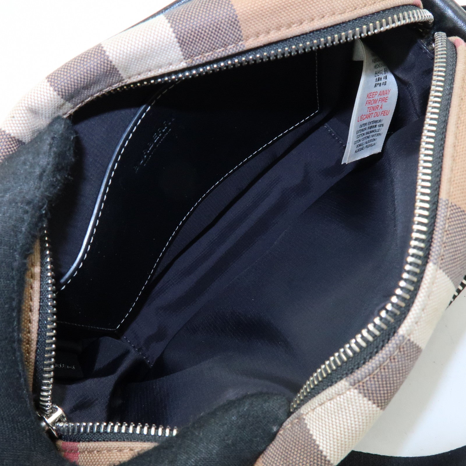 BURBERRY Nova Plaid Canvas Leather Shoulder Crossbody Bag Beige