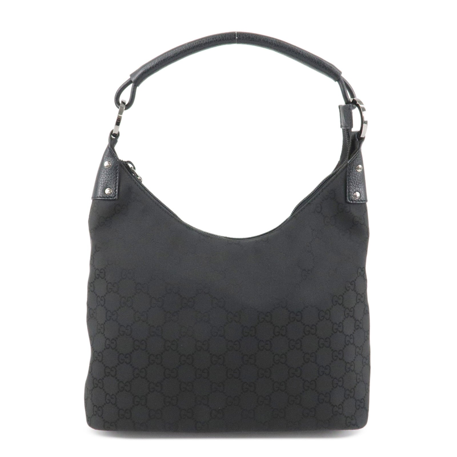 GUCCI GG Nylon Leather Shoulder Bag Hand Bag Black 179776 Used