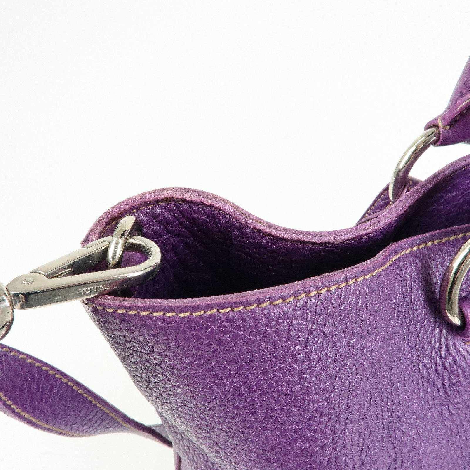PRADA Leather 2Way Bag Tote Bag Shoulder Bag Hand Bag Purple