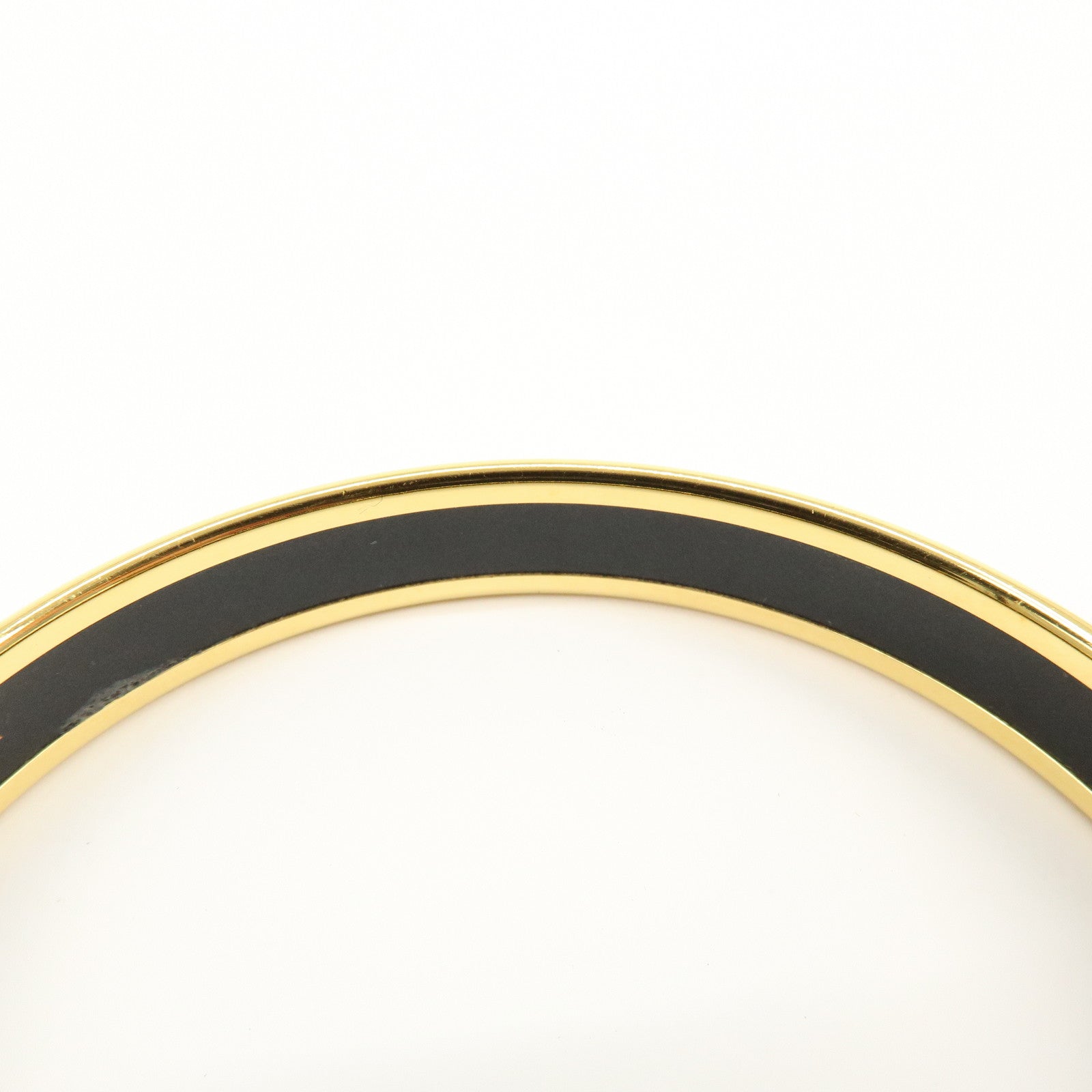 HERMES Email PM Gold Plated Bracelet Bangle Black Red