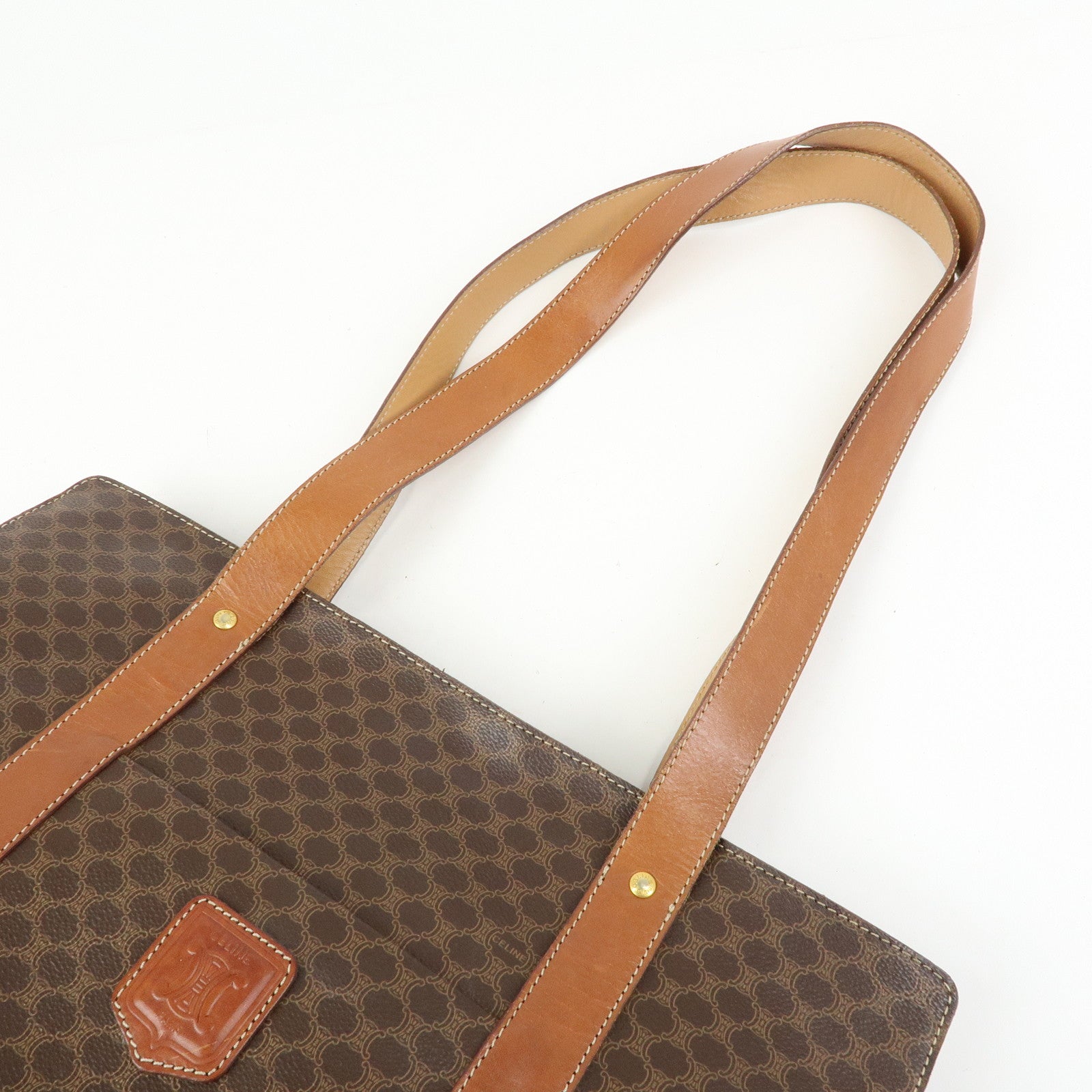 CELINE Macadam PVC Leather Tote Bag Shoulder Bag Brown