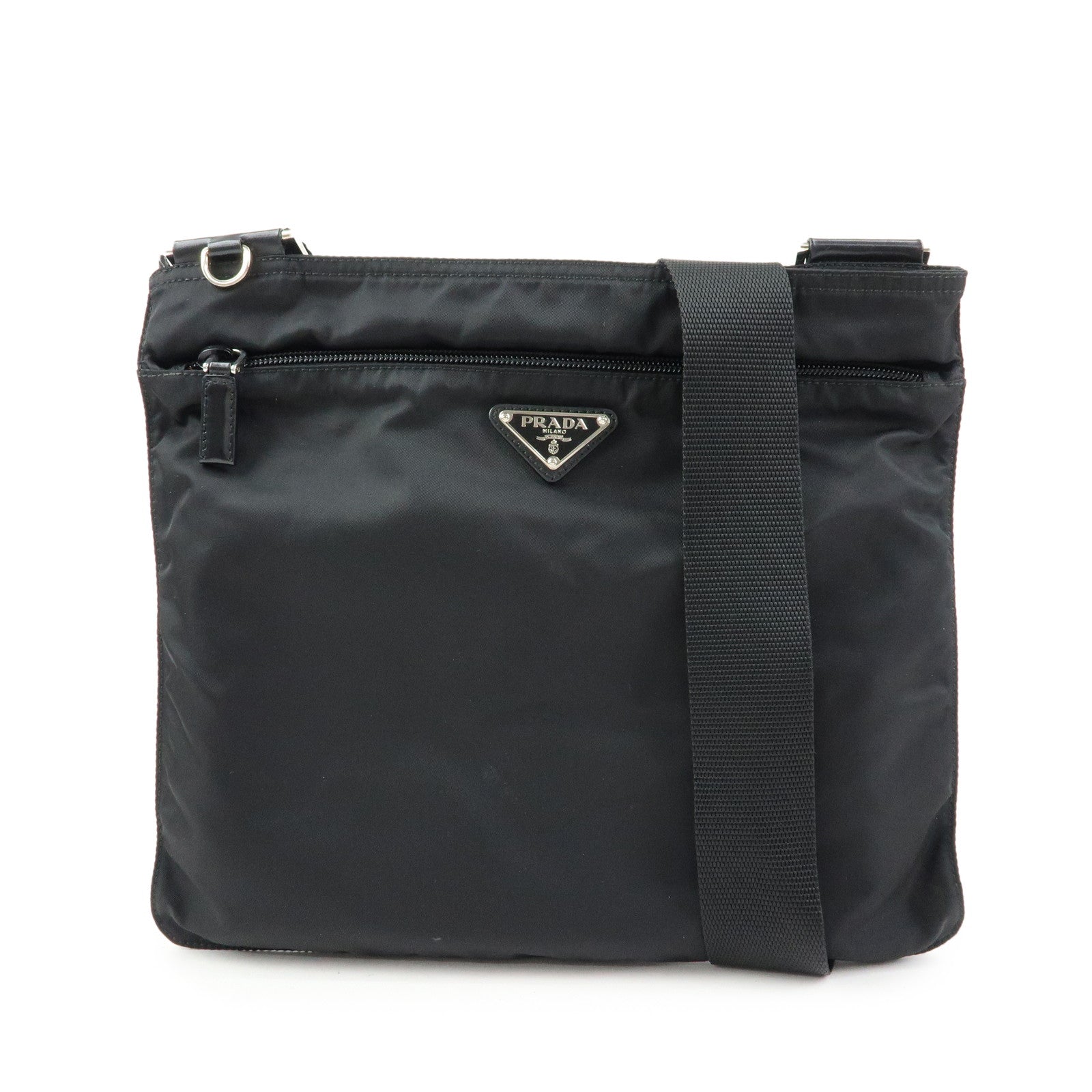 PRADA Triangle Logo Nylon Leather Shoulder Bag Crossbody Bag 2VH118