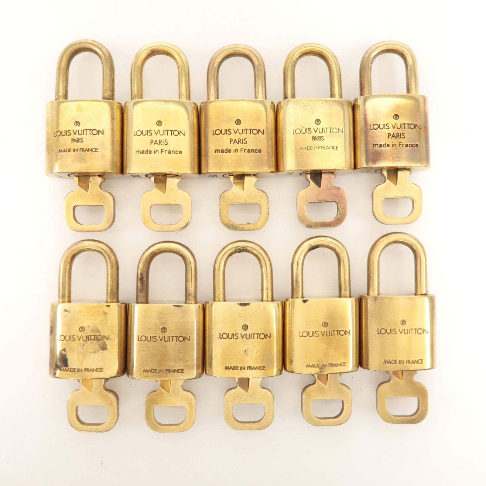 Louis Vuitton Set of 10 Lock & Key Cadena Key Lock Metal Gold Used
