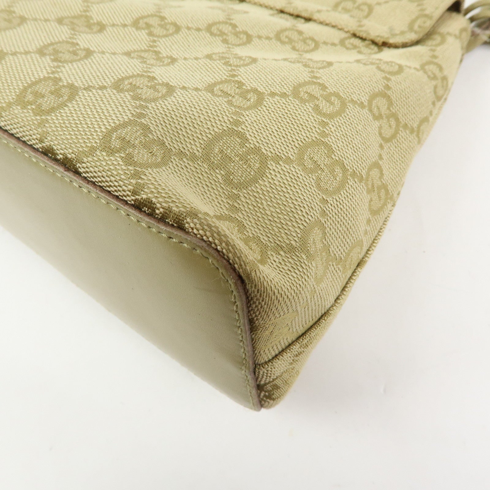 GUCCI GG Canvas Leather Shoulder Bag Hand Bag Beige 90646