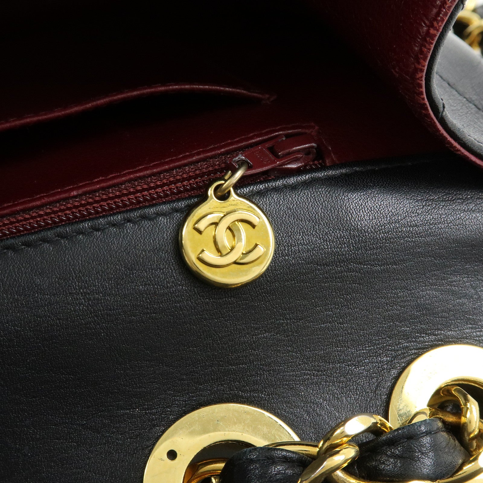 CHANEL Jumbo Matelasse 34 Lamb Skin Flap Shoulder Bag Black A01094