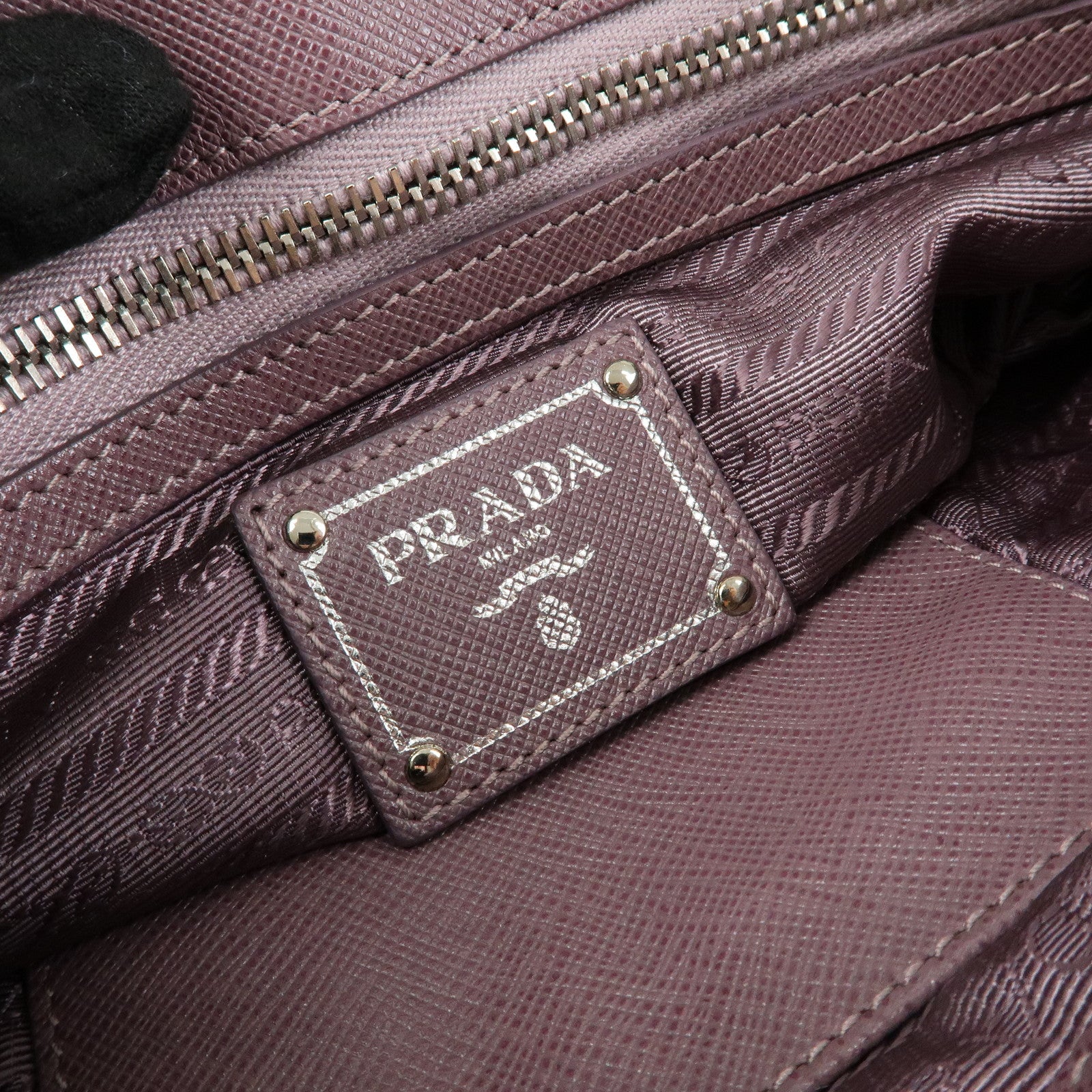 PRADA Tessuto Gaufre Nylon Leather Chain Shoulder Bag Light Purple