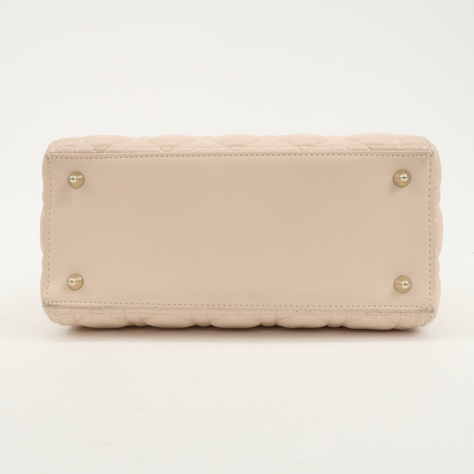 Christian Dior Cannage Leather 2Way Bag Shoulder Bag Pink Beige Used