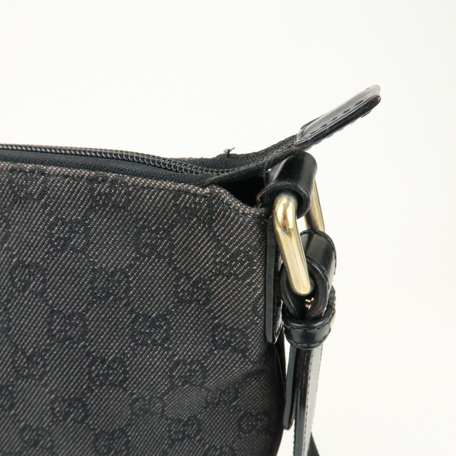 GUCCI GG Monogram GG Denim Shoulder Crossbody Bag Black 190628