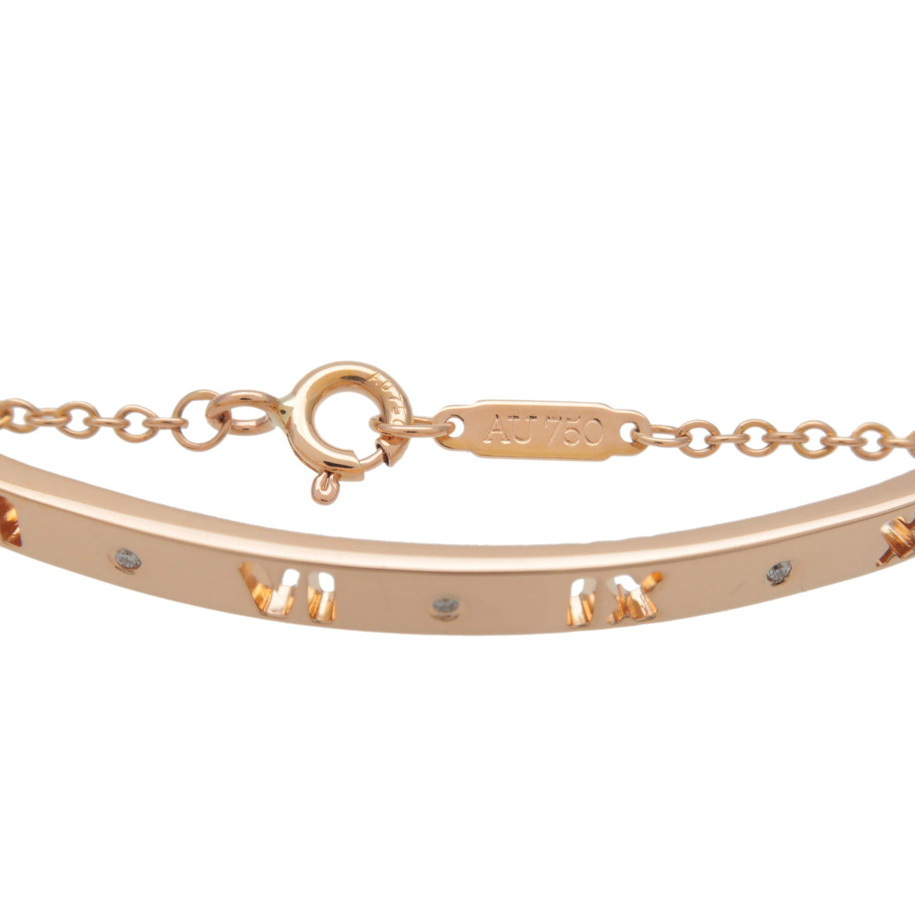 Tiffany & Co Pierced Atlas 3P Diamond Bangle K18 750PG Pink Gold