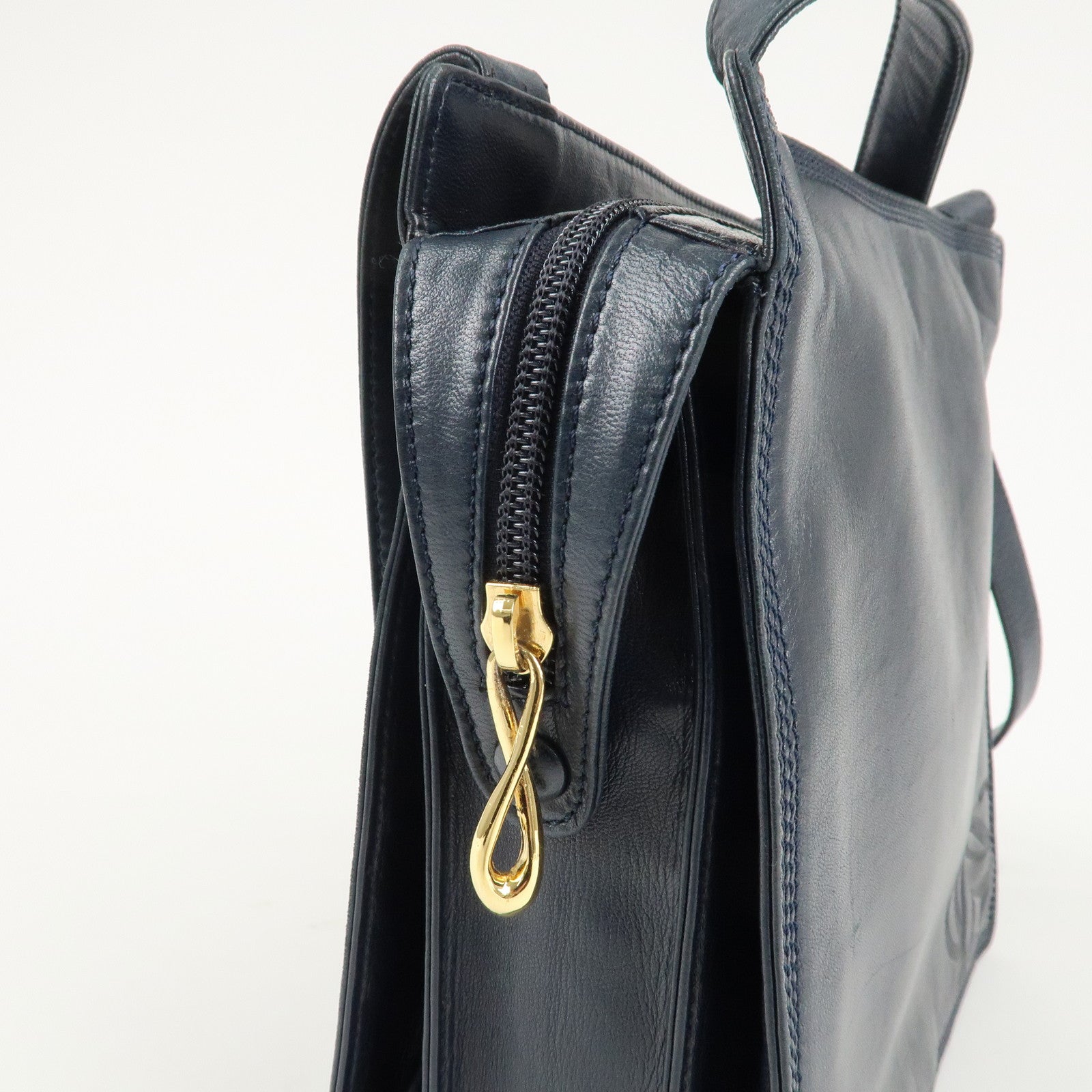 LOEWE Anagram Leather Shoulder Bag Navy Used