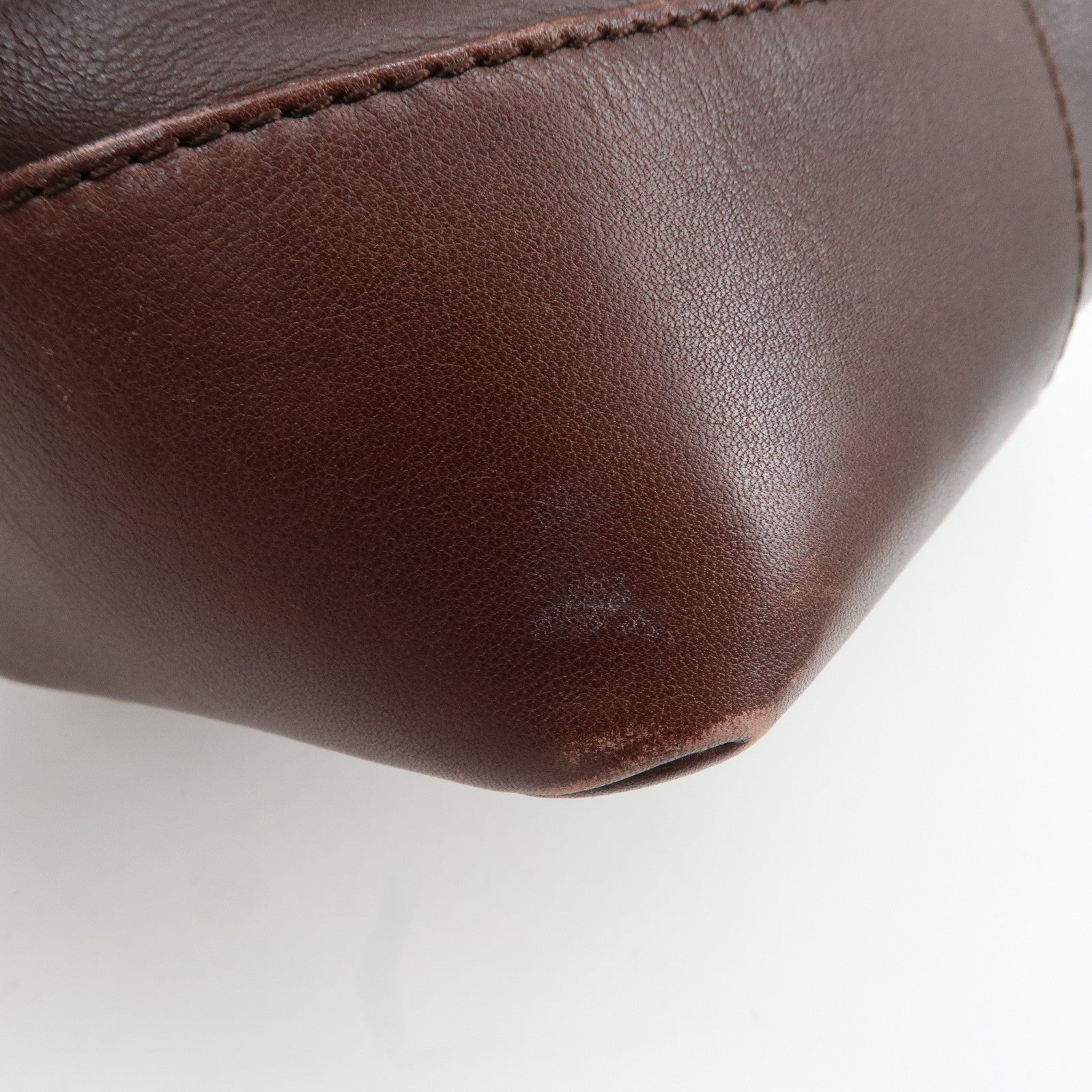 LOEWE Anagram Amazone 28 Leather Tote Bag Hand Bag Dark Brown Used