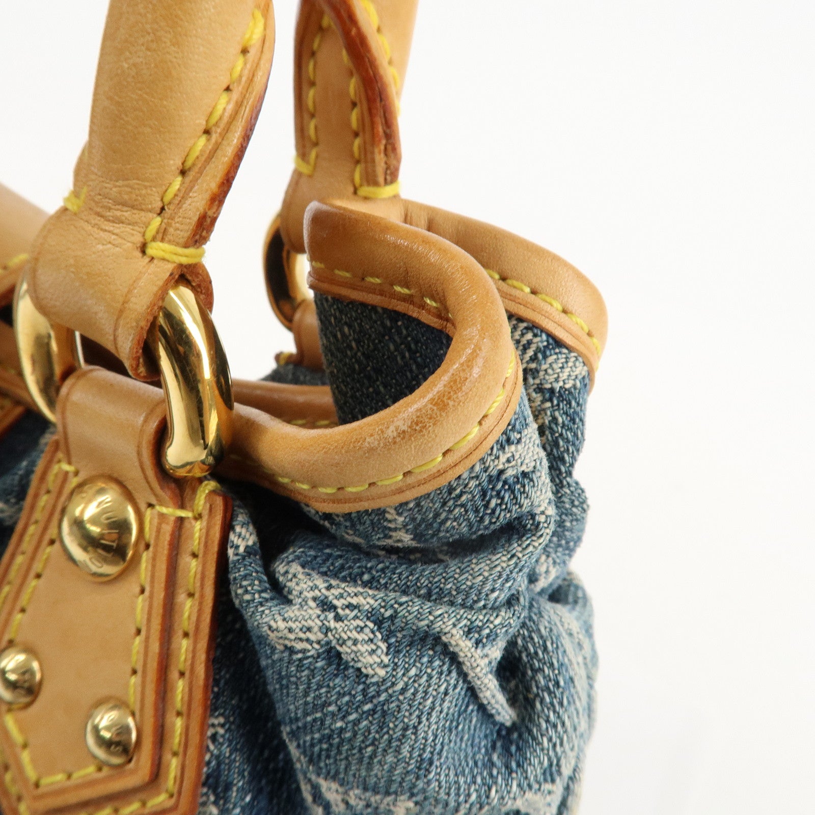 Louis Vuitton Monogram Denim Pleaty Hand Bag Blue M95020 Used