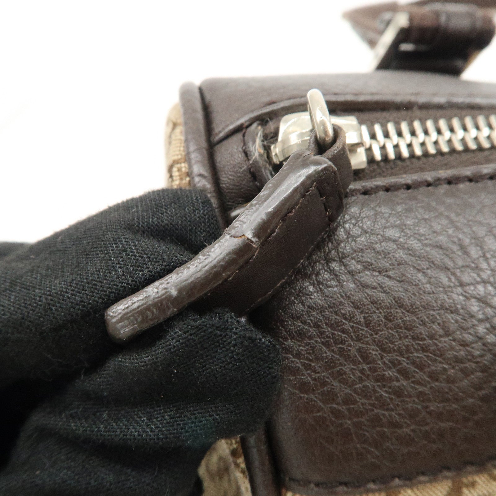 Christian Dior Trotter Canvas Leather Mini Boston Bag Beige Used