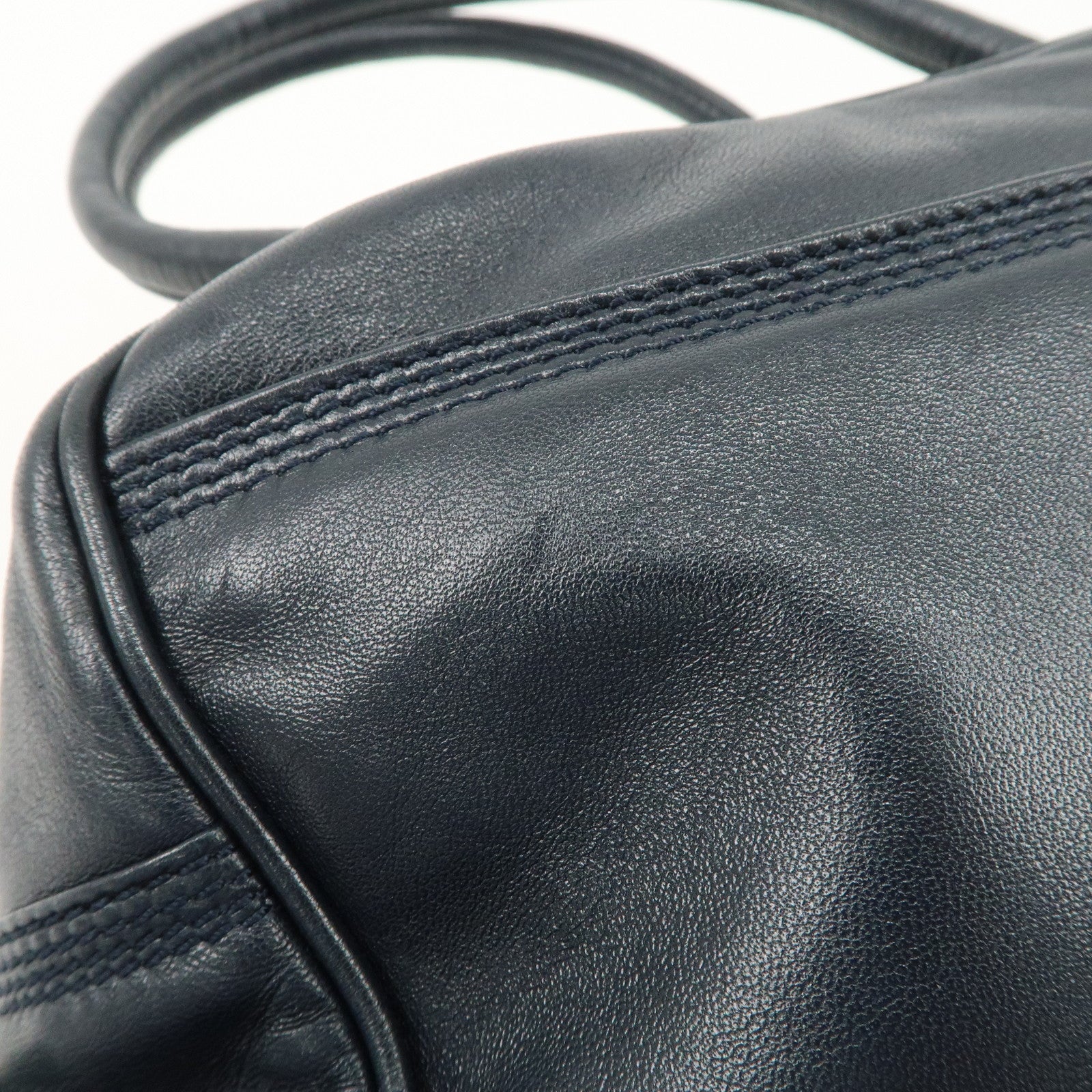 LOEWE Anagram Leather Mini Hand Bag Navy Used