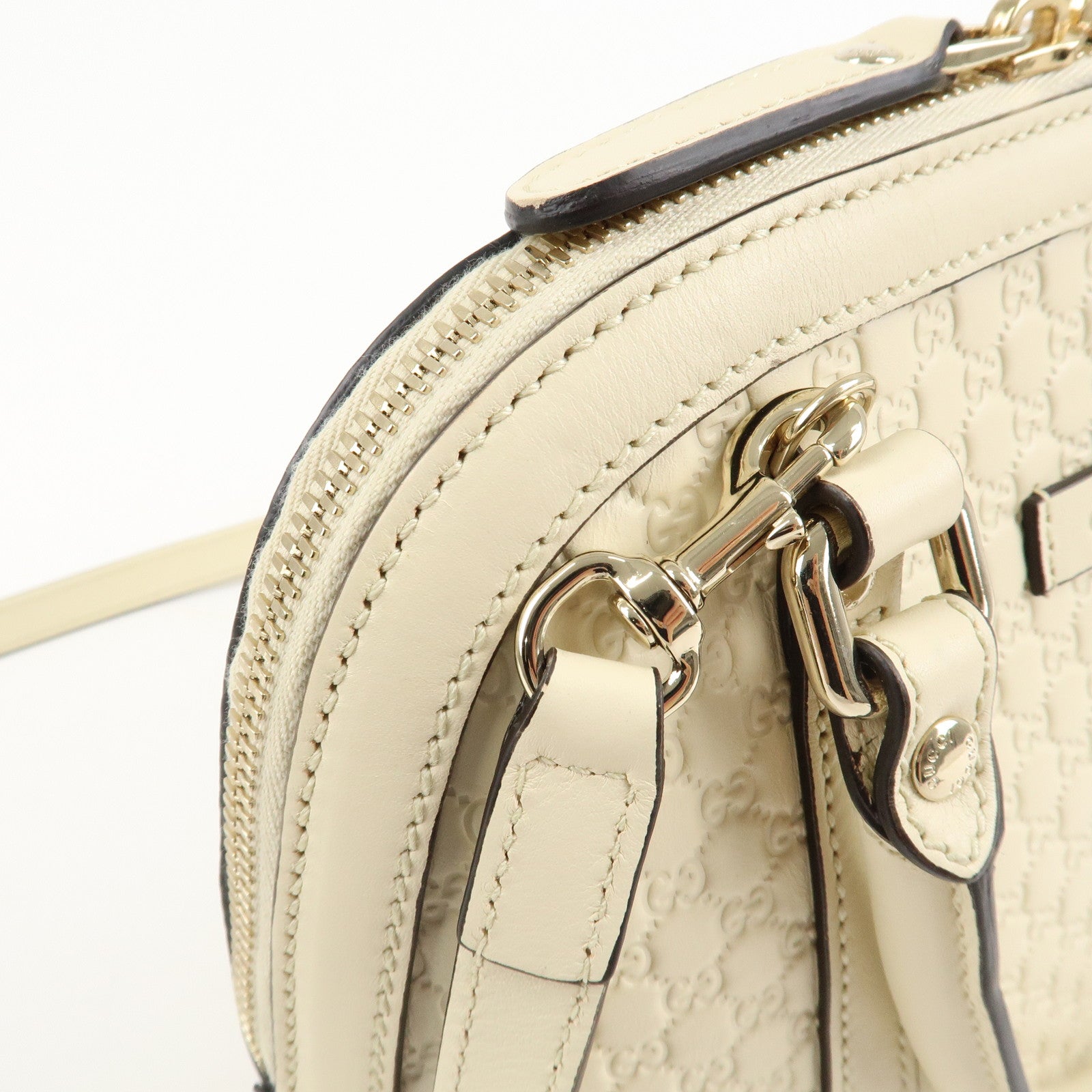GUCCI Micro Guccissima Leather 2WAY Bag Hand Bag Ivory 449654 Used