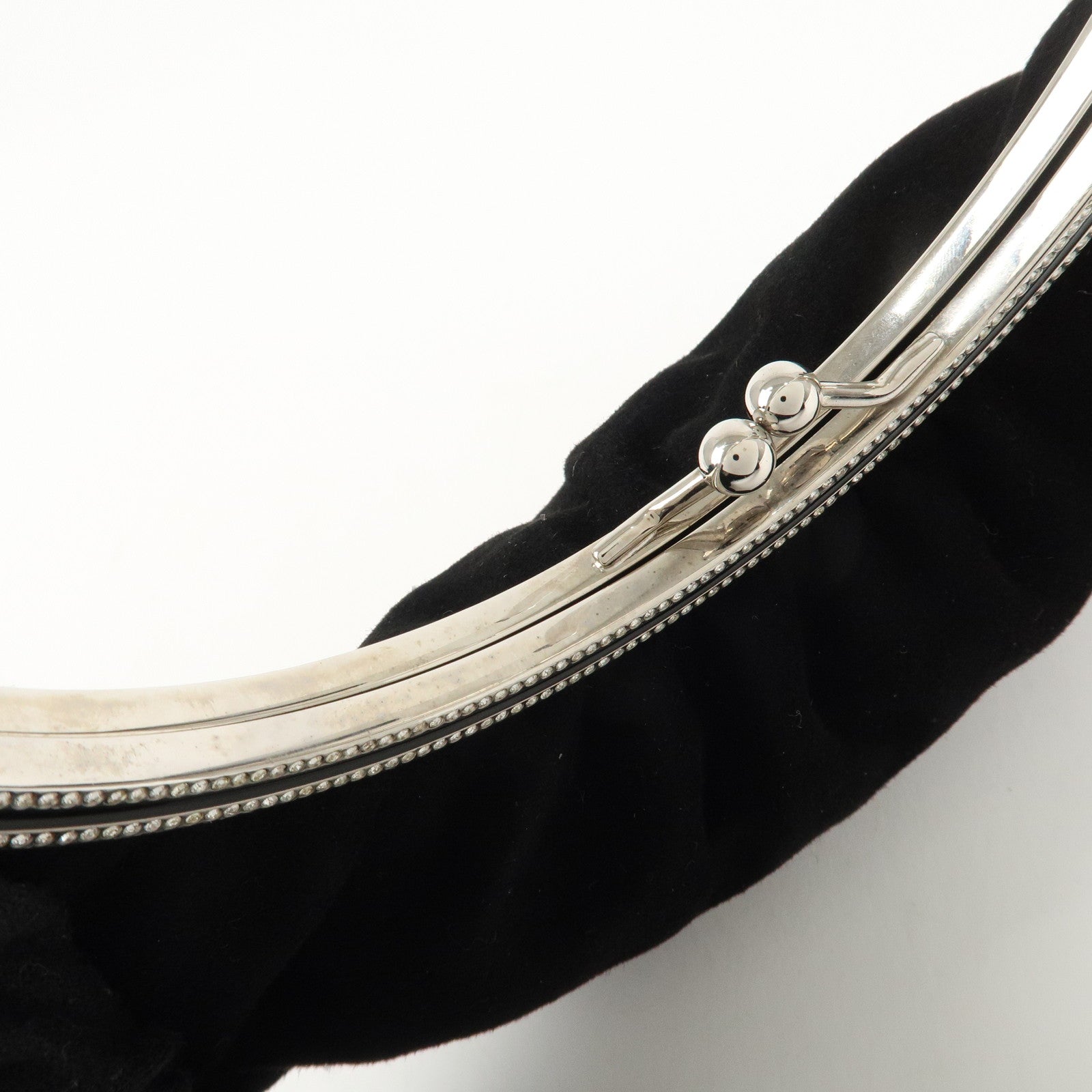 VALENTINO Suede Satin One-Handle Bijou Hand Bag Black Used