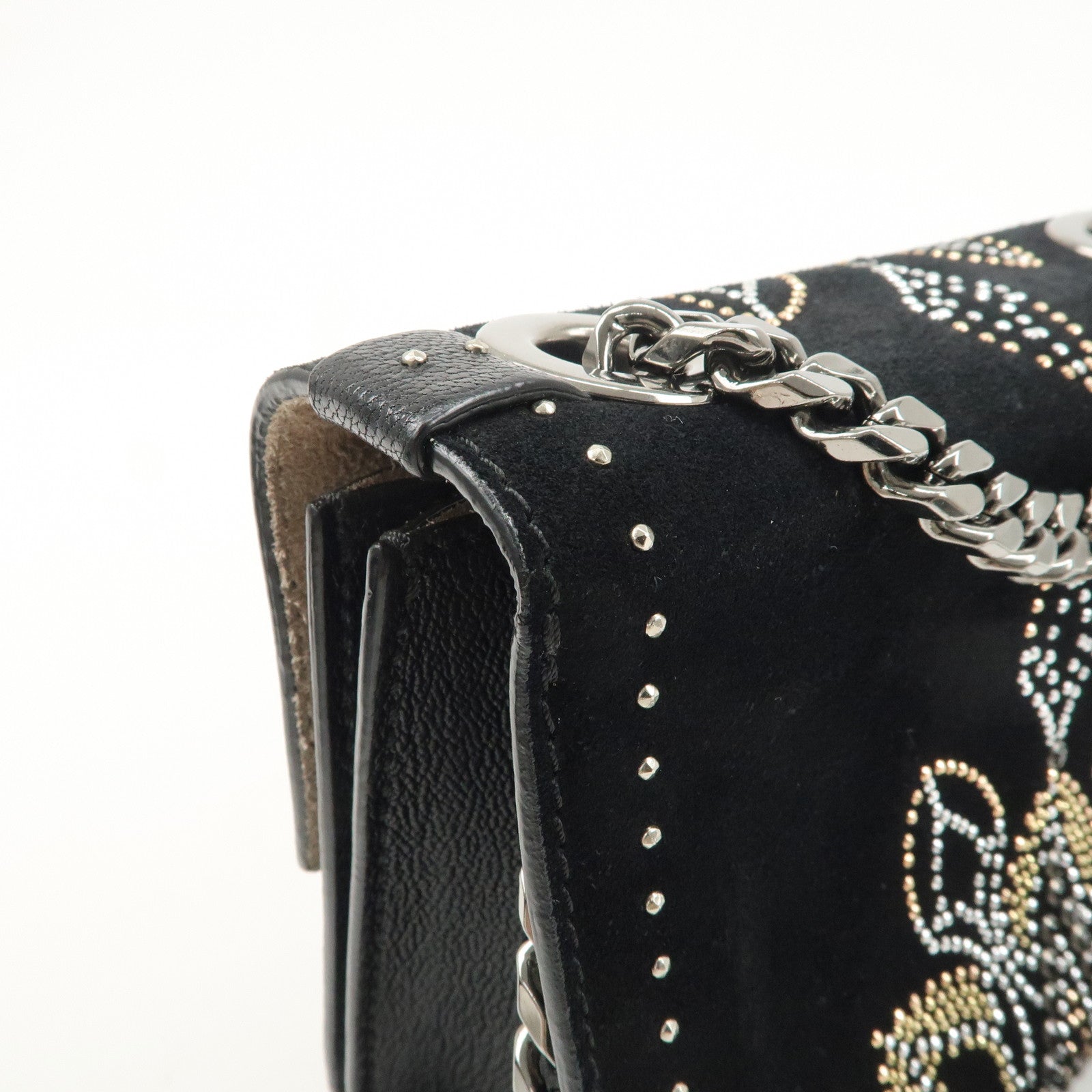 JIMMY CHOO Suede Leather Level Soft Mini Chain Shoulder Bag Used