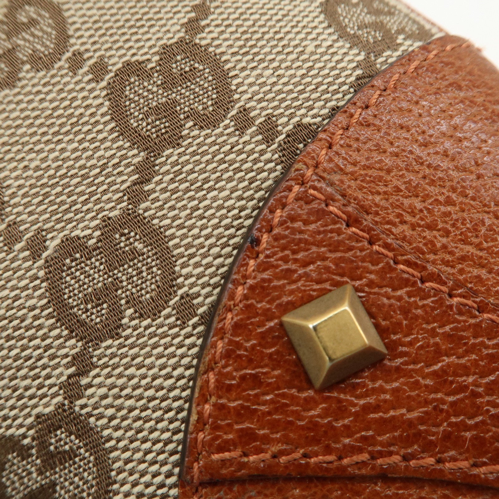 GUCCI GG Canvas Leather Shoulder Bag Brown 120893 Used