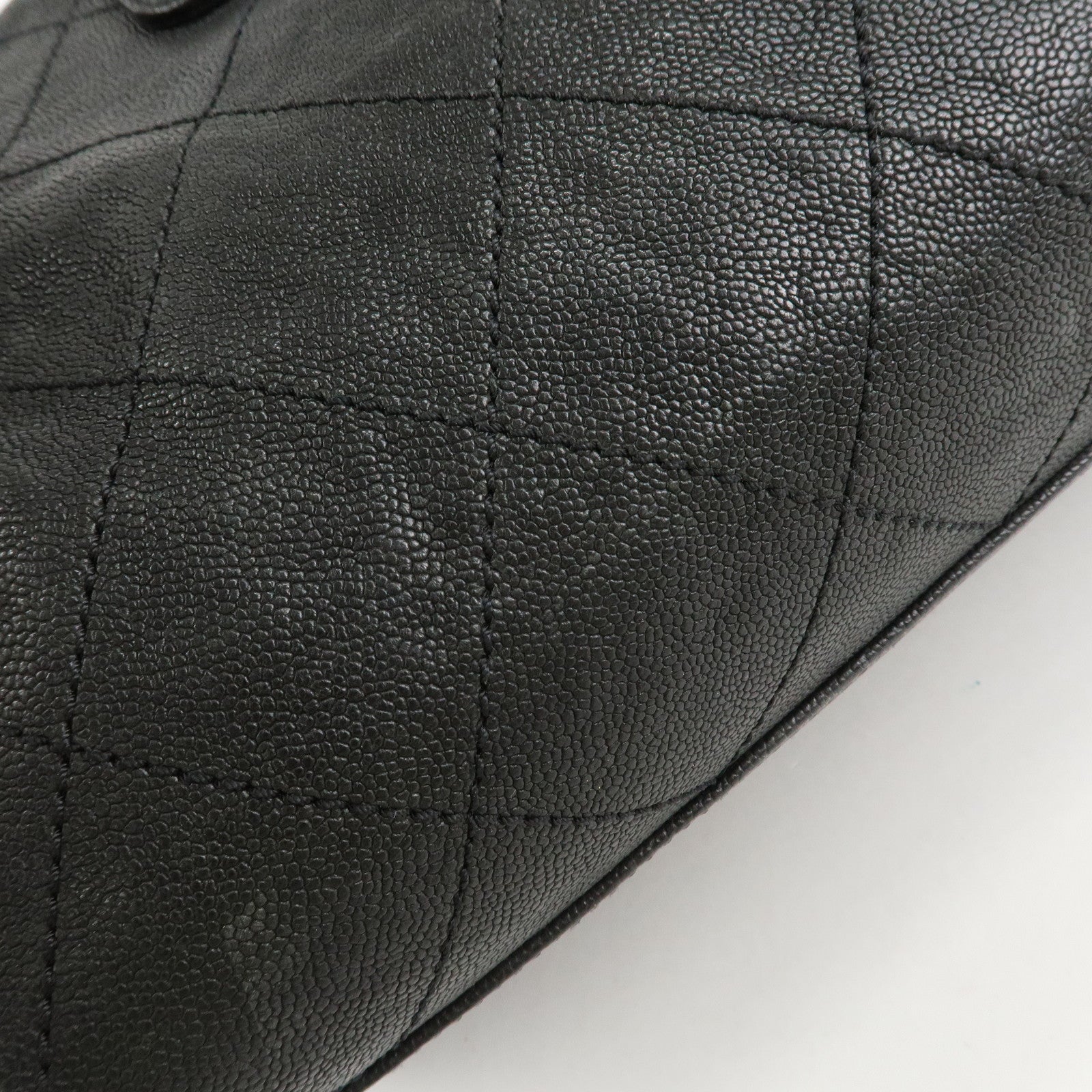 CHANEL Matelasse Caviar Skin Boston Bag Hand Bag Black A33046 Used