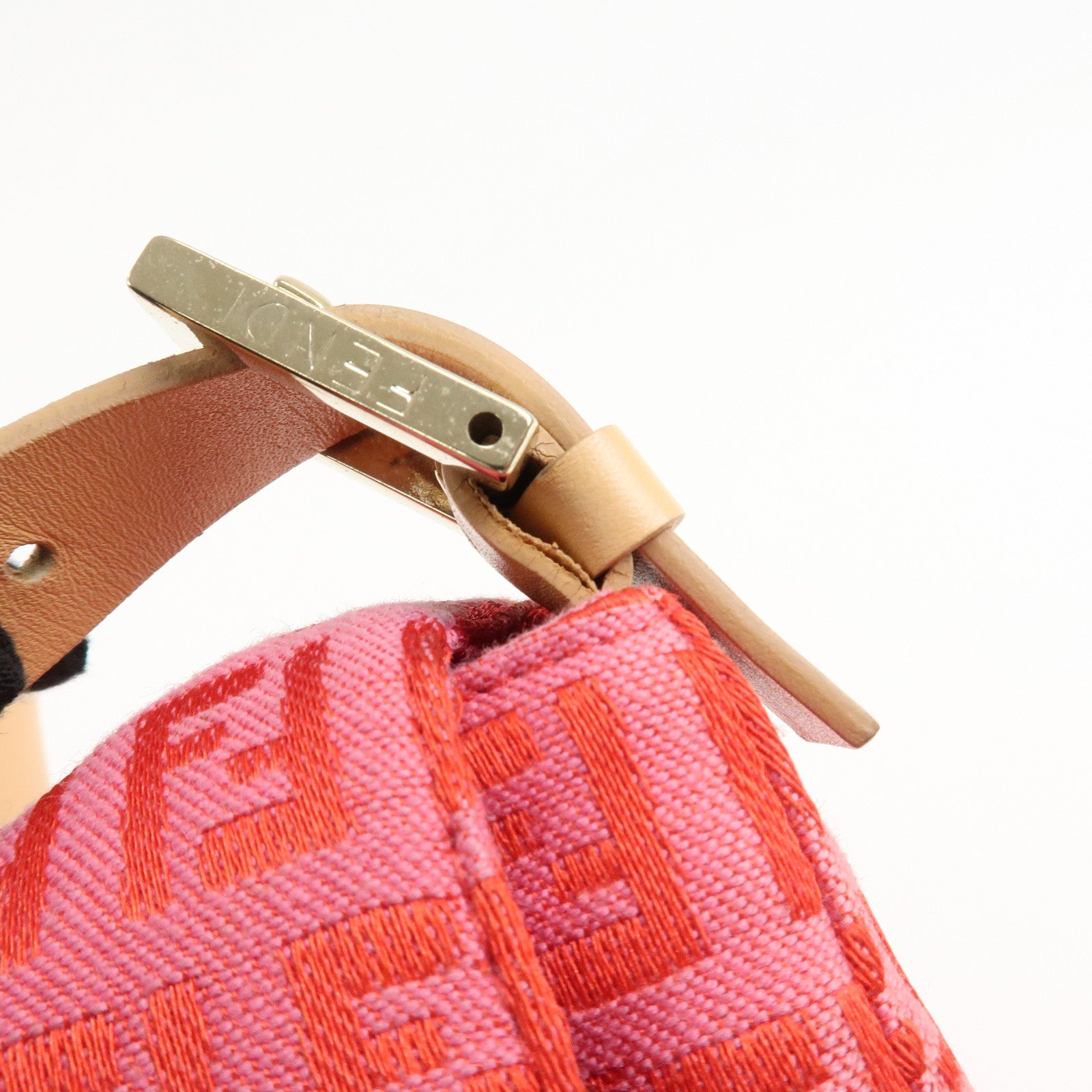 FENDI Mamma Baguette Zucchino Canvas Leather Shoulder Bag 8BR001 Used