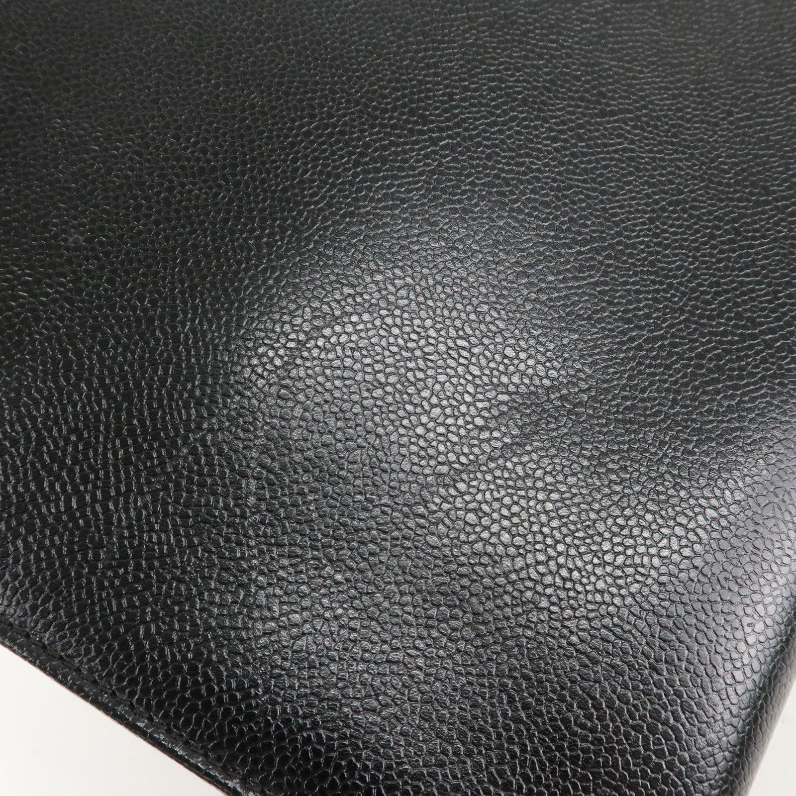 CHANEL COCO Mark Caviar Skin Chain Tote Bag Black Gold Used