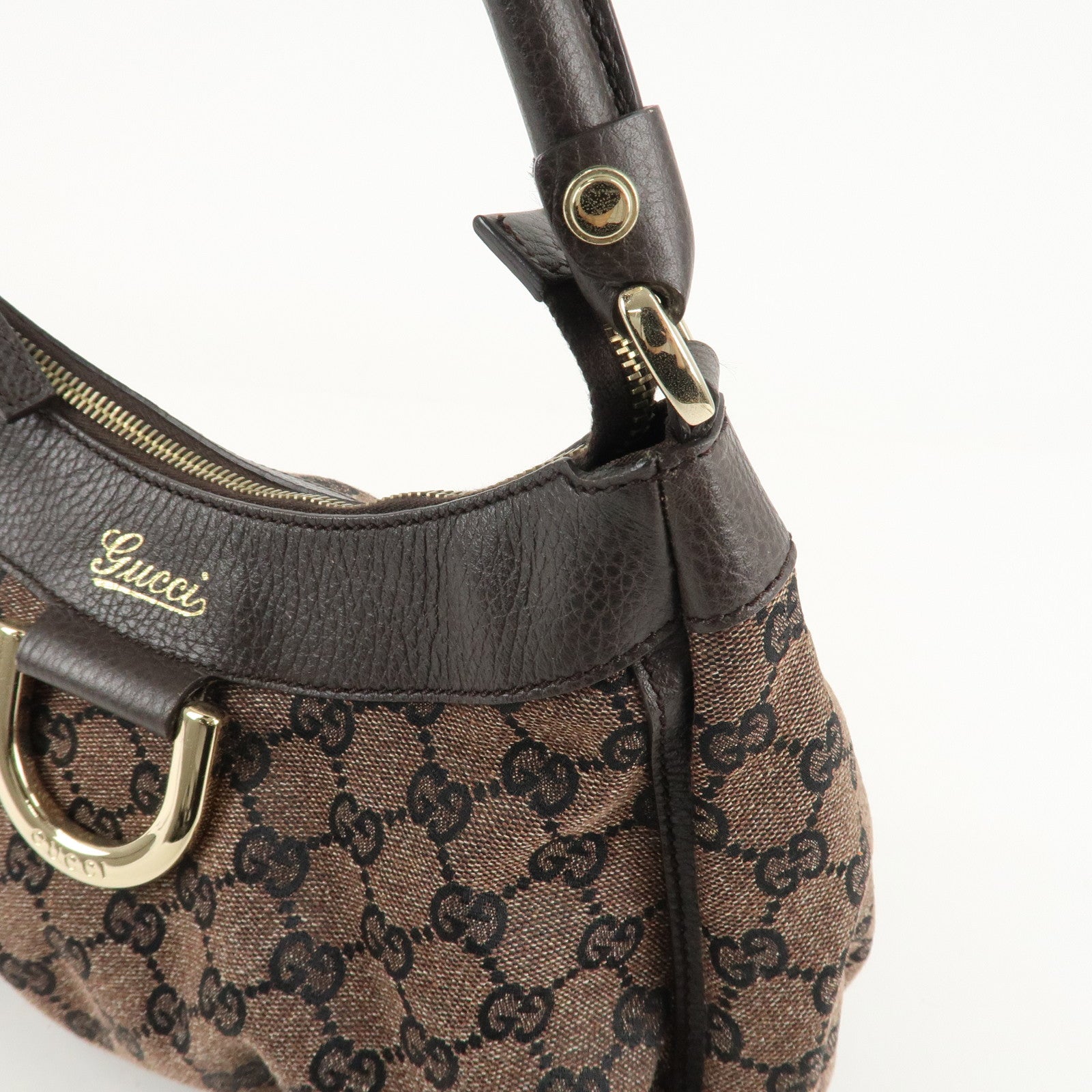 GUCCI Abbey GG Canvas Leather Shoulder Bag Black 265692 Used