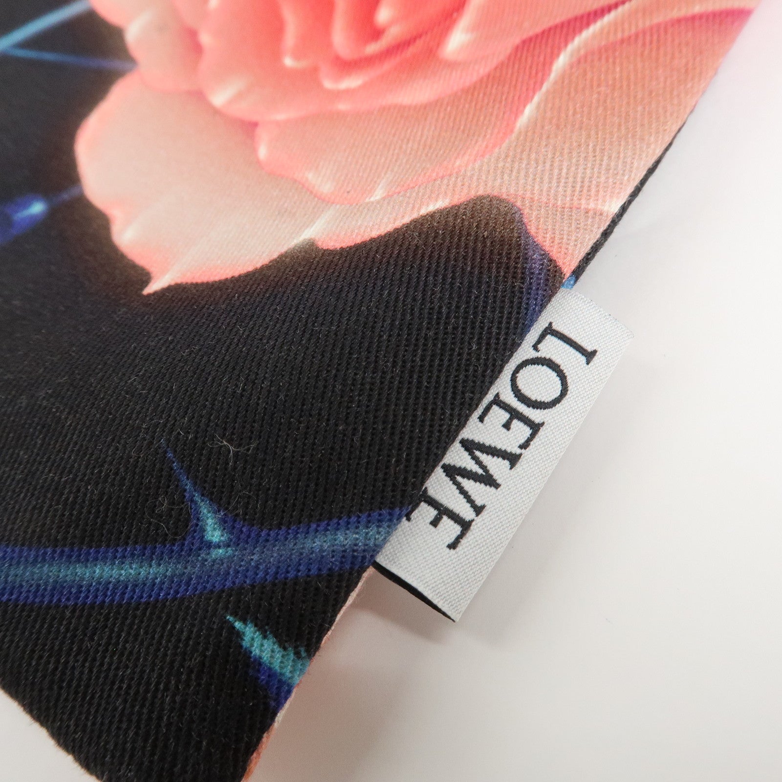 LOEWE Canvas Leather Drawstring Pouch Black Pink Used