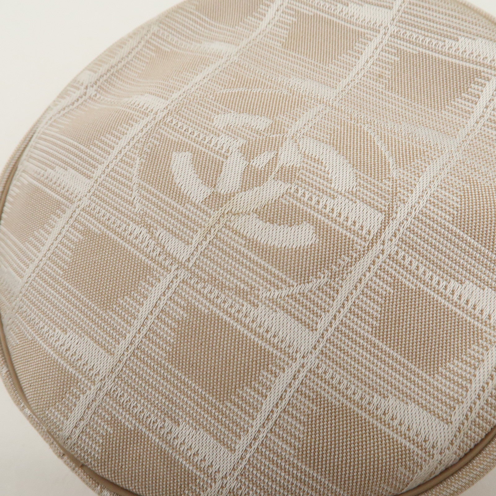 CHANEL New Travel Line Nylon Jacquard Leather Round Pouch T9951S Used