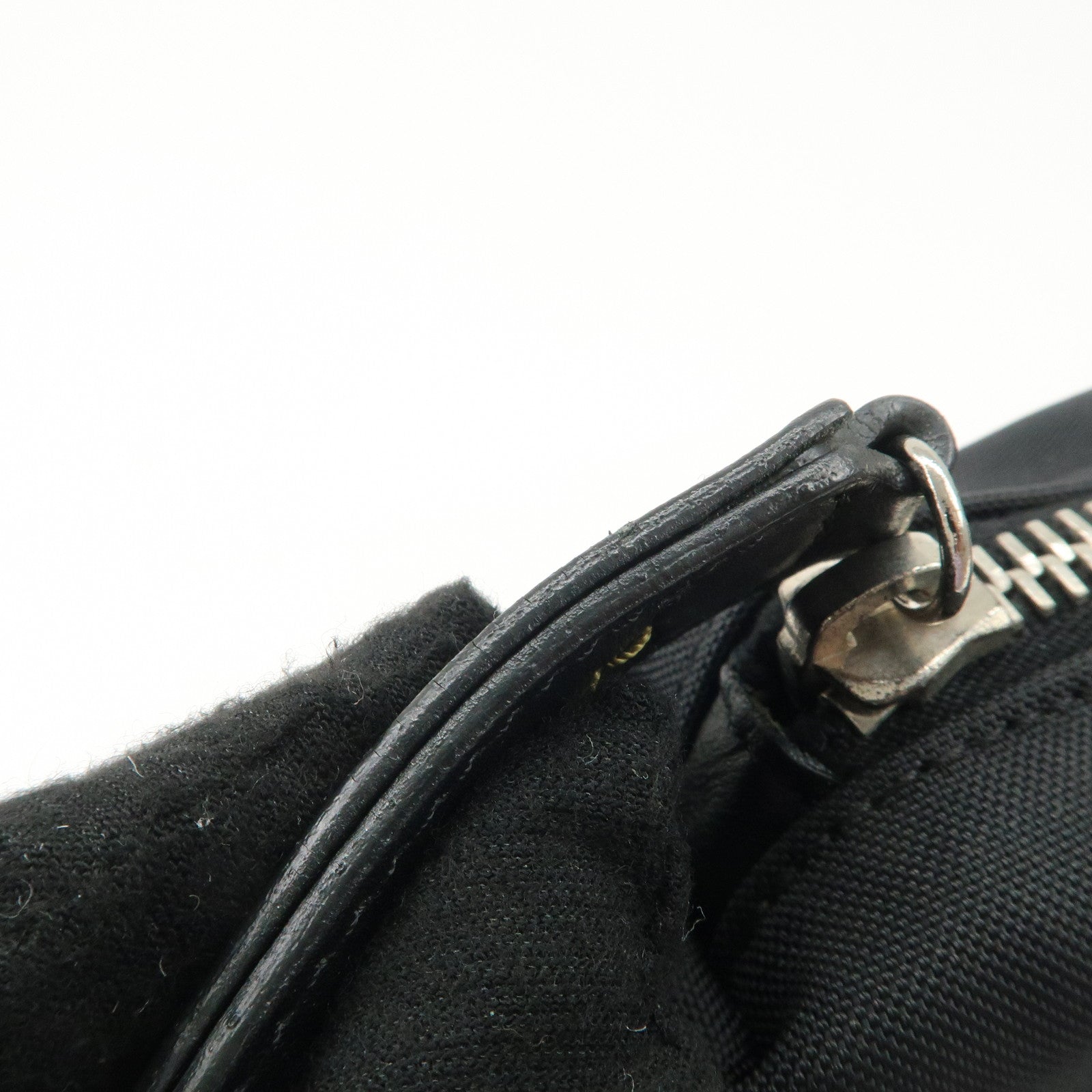 CHANEL Sports Nylon COCO Mark Shoulder Bag Black Khaki Used