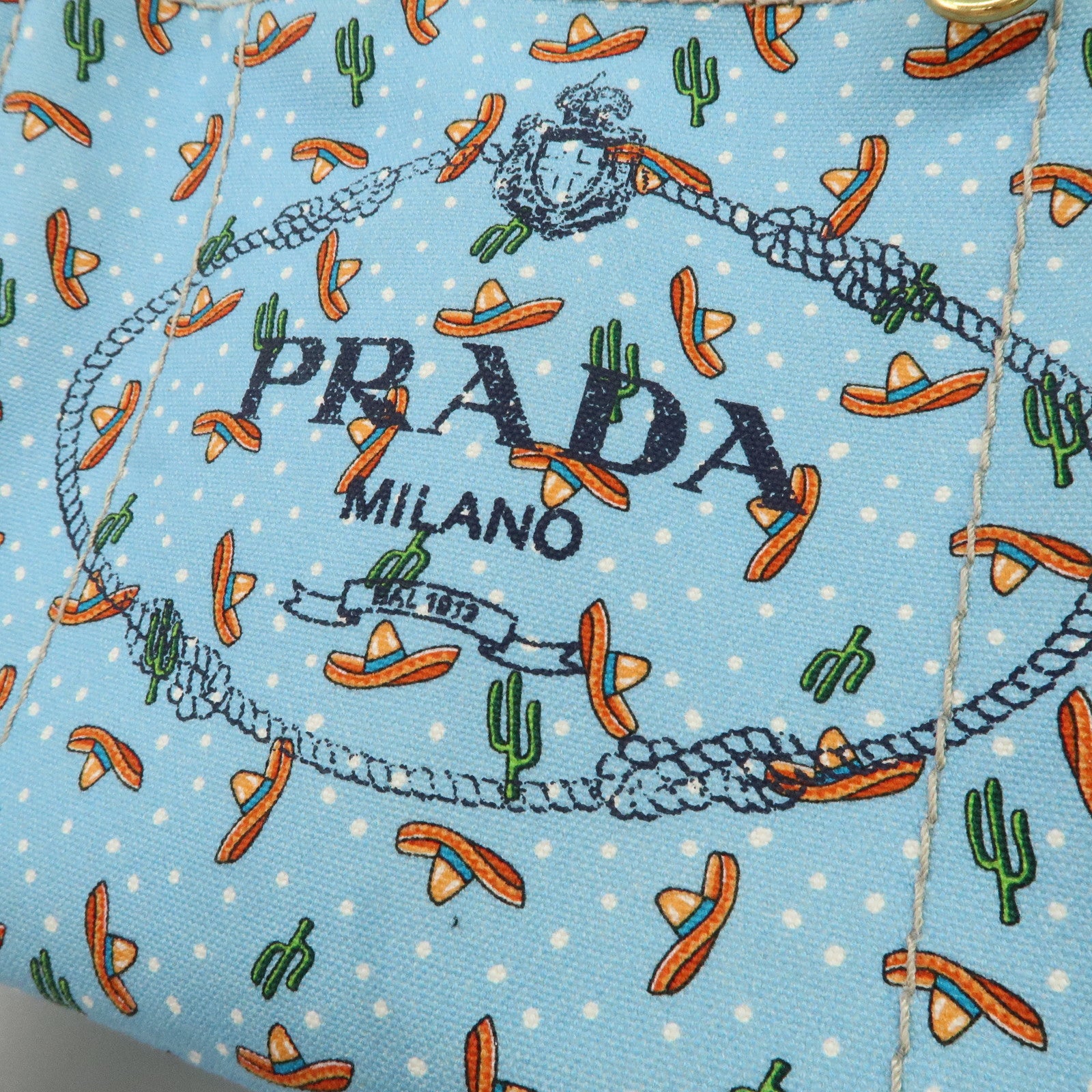 PRADA Canapa Mini Canvas 2Way Bag Light Blue 1BG439 Used