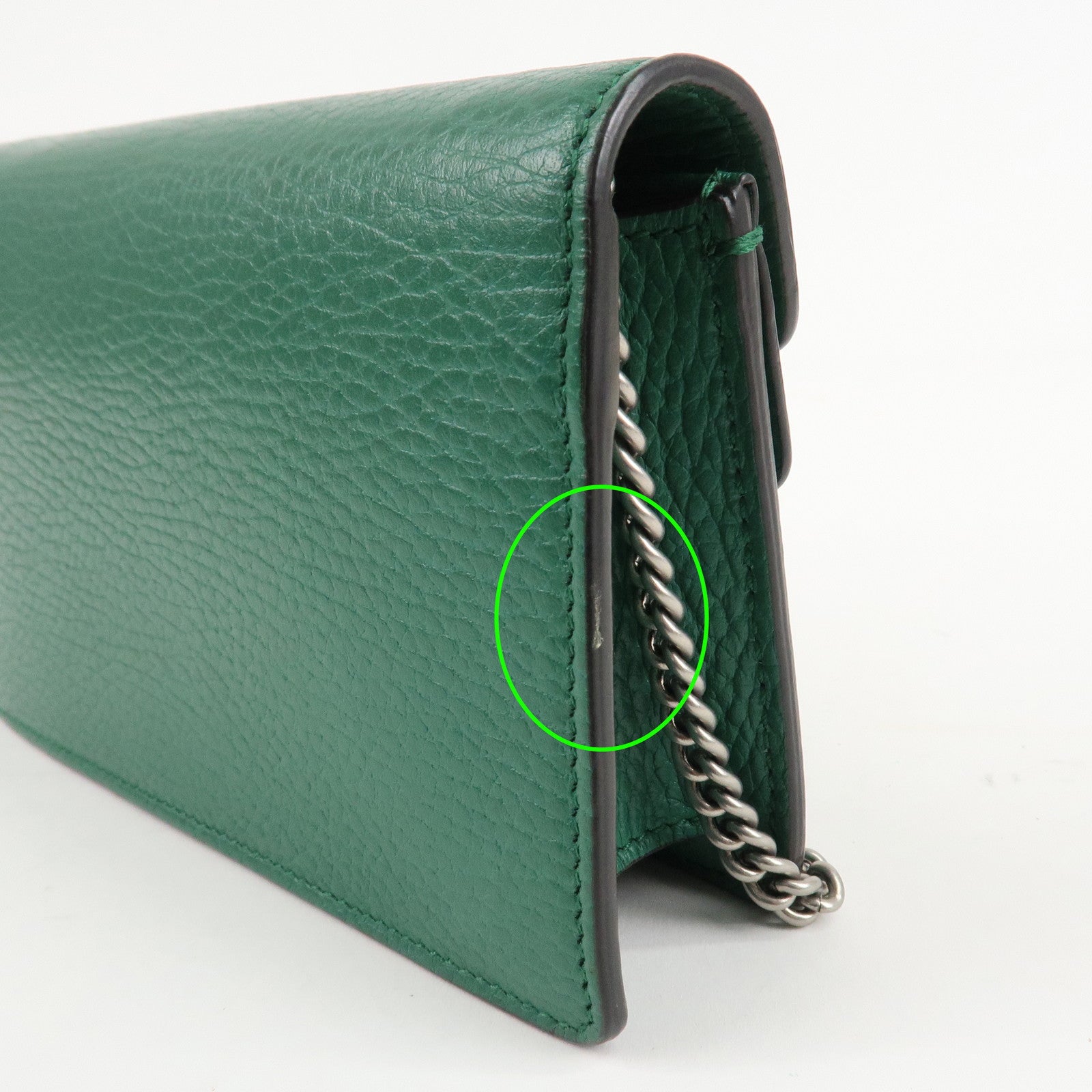 GUCCI Dionysus Leather Chain Shoulder Bag Green 476432 Used