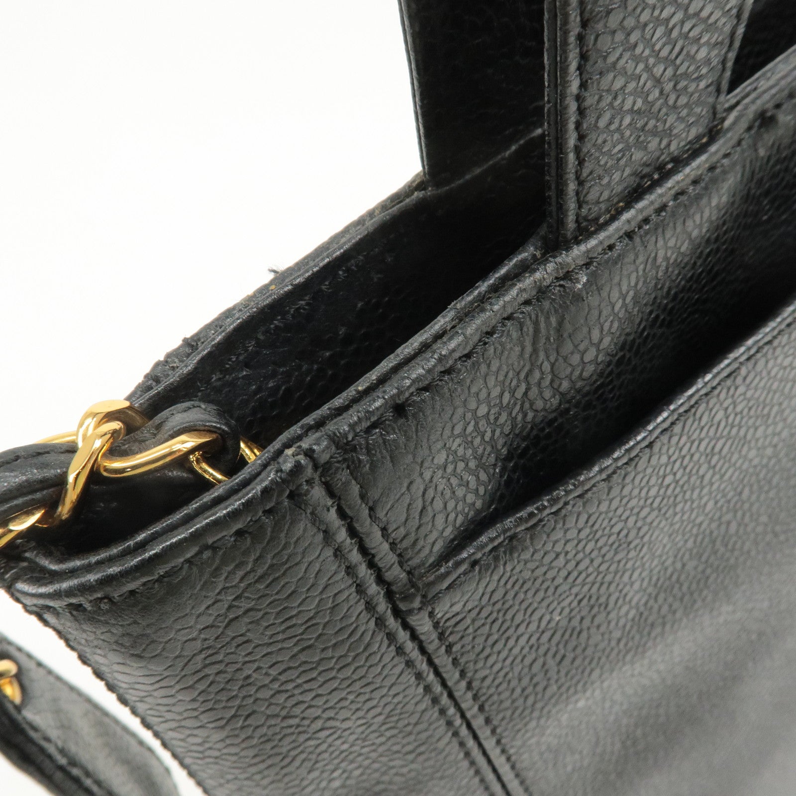 CHANEL Caviar Skin Tote Bag Shoulder Bag Hand Bag Black Used