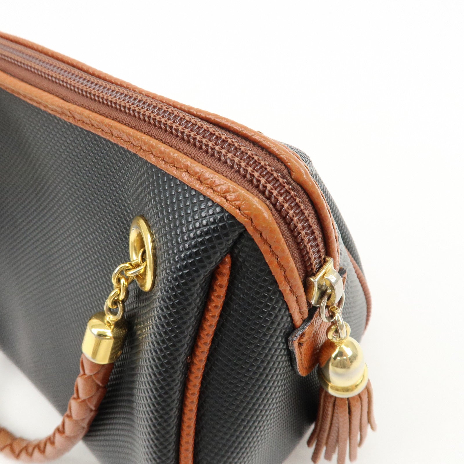 BOTTEGA VENETA Intrecciato PVC Leather Marco Polo Tassel Hand Bag Used
